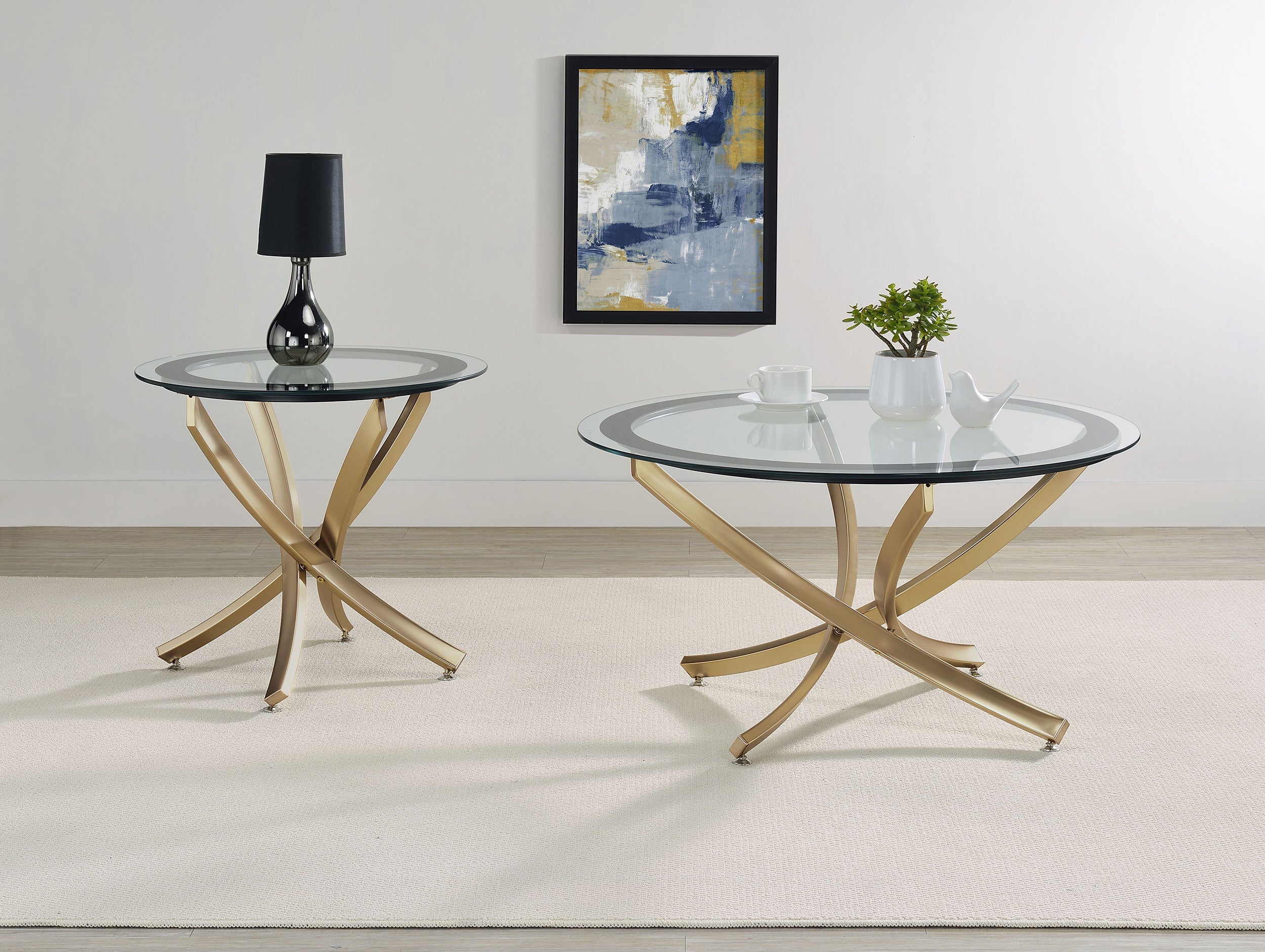 Brooke Round Coffee and End Table Set Chrome