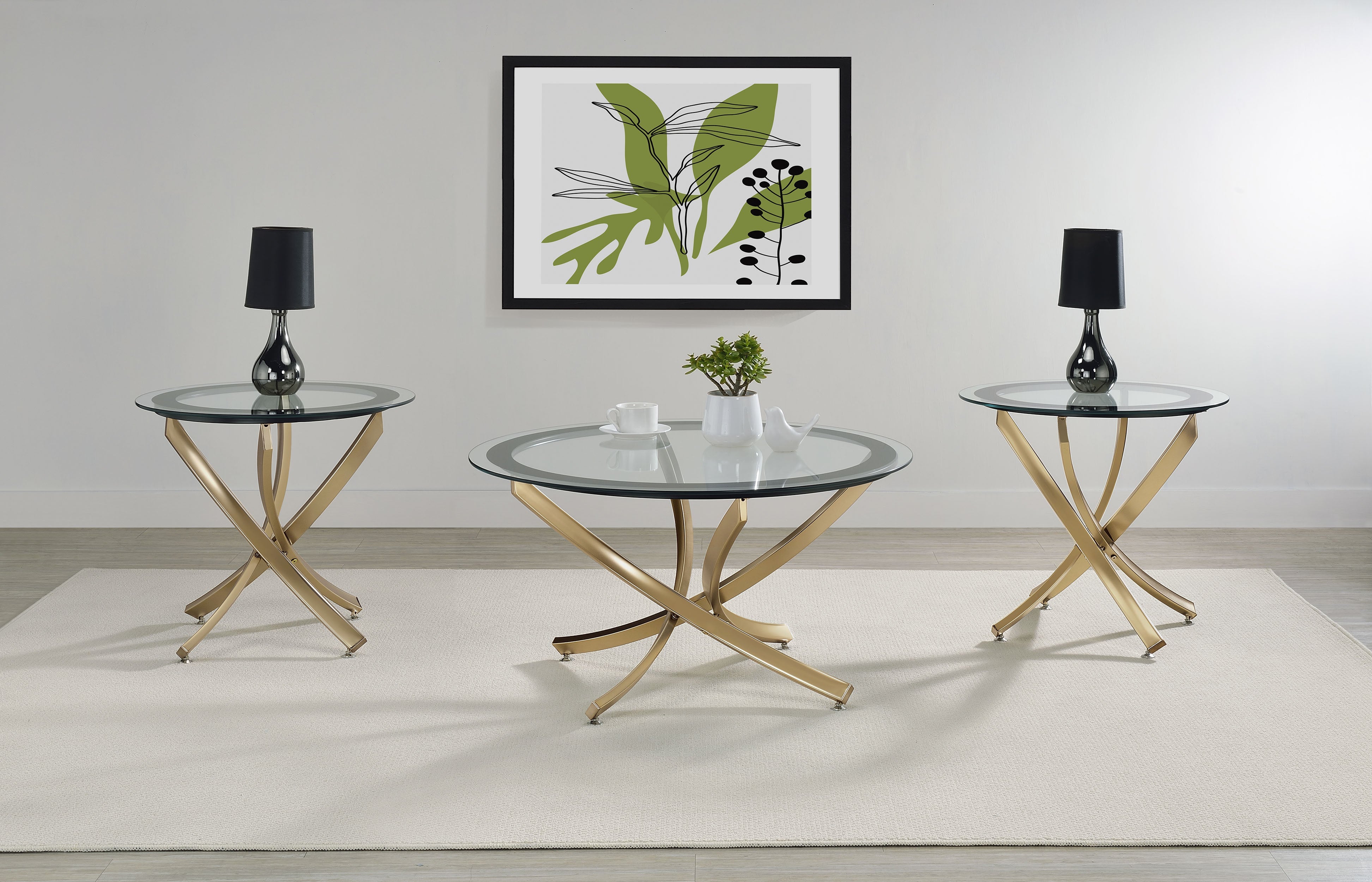Brooke Round Coffee and End Table Set Chrome