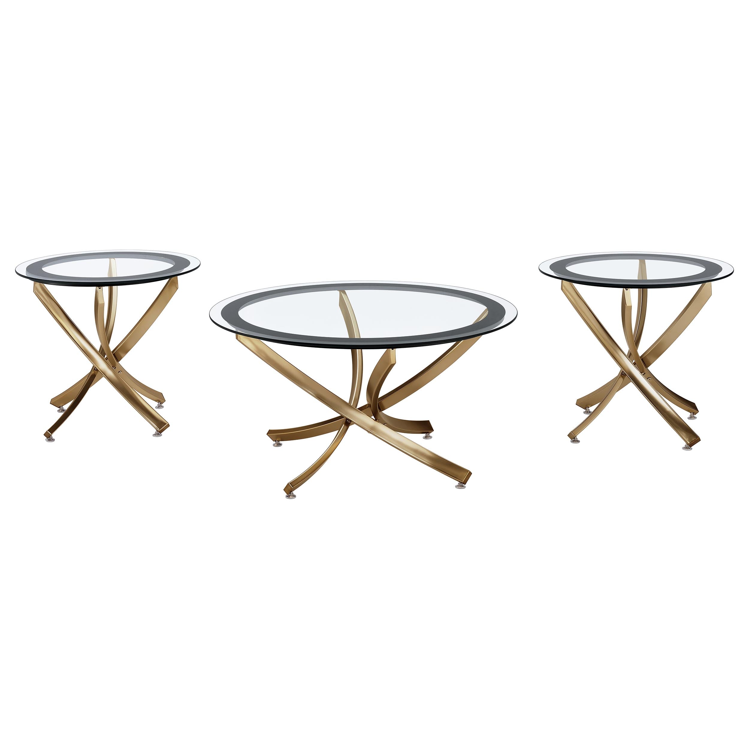 Brooke Round Coffee and End Table Set Chrome