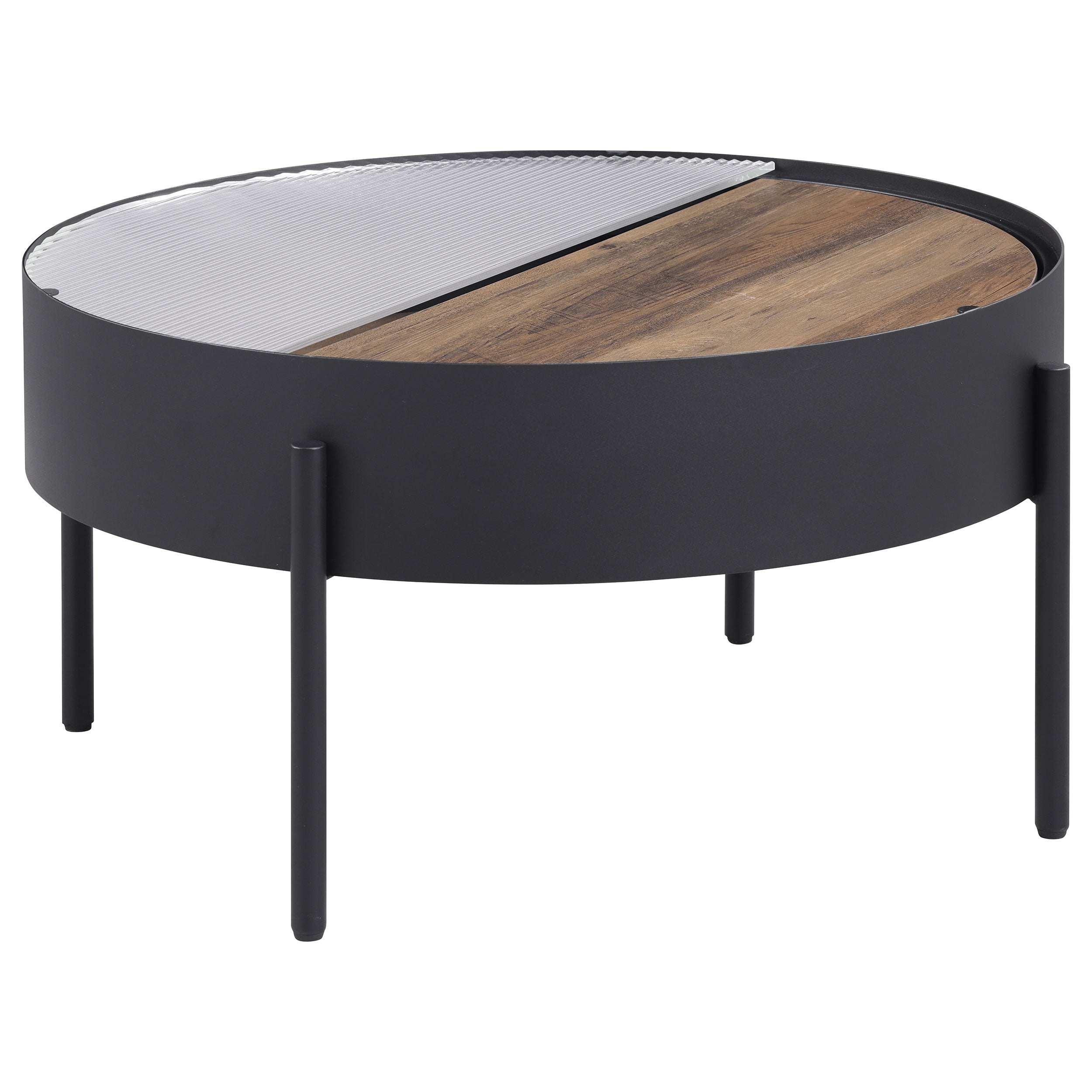 Ozella Round Coffee and End Table Set Sandy Black