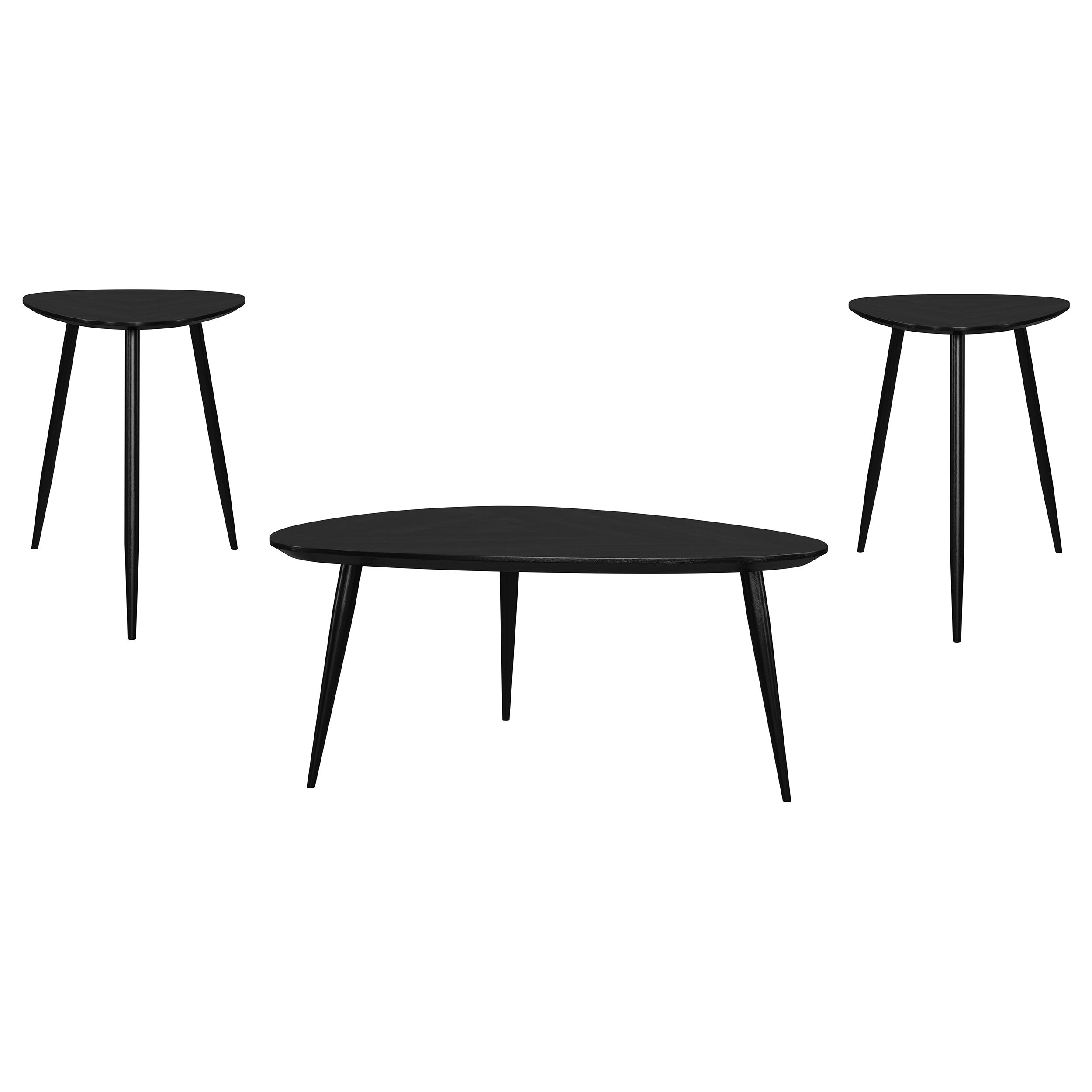 Odessa Triangular Coffee and End Table Set Black