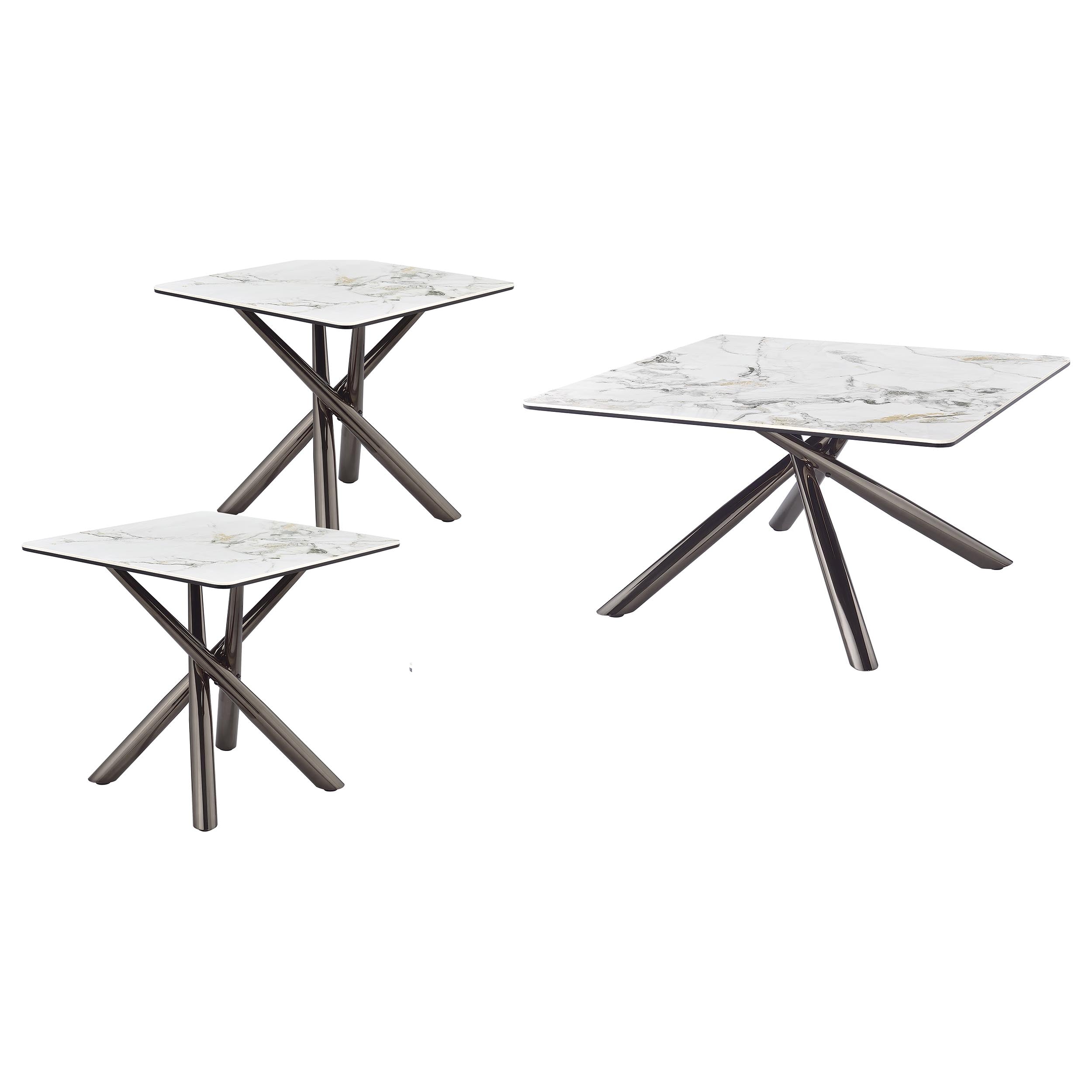 Carvell Square Coffee and End Table Set Mirage White