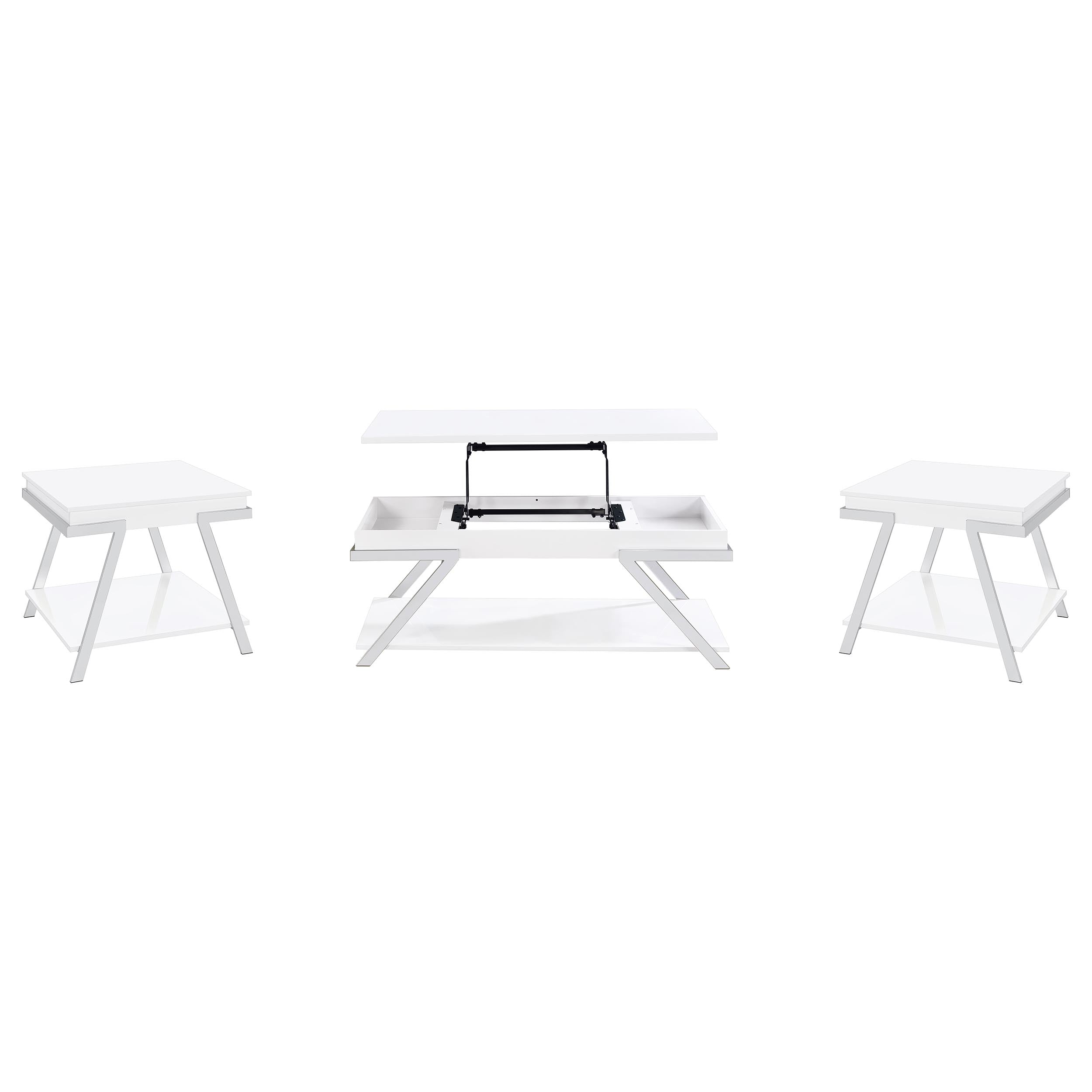 Marcia Coffee and End Table Set White High Gloss