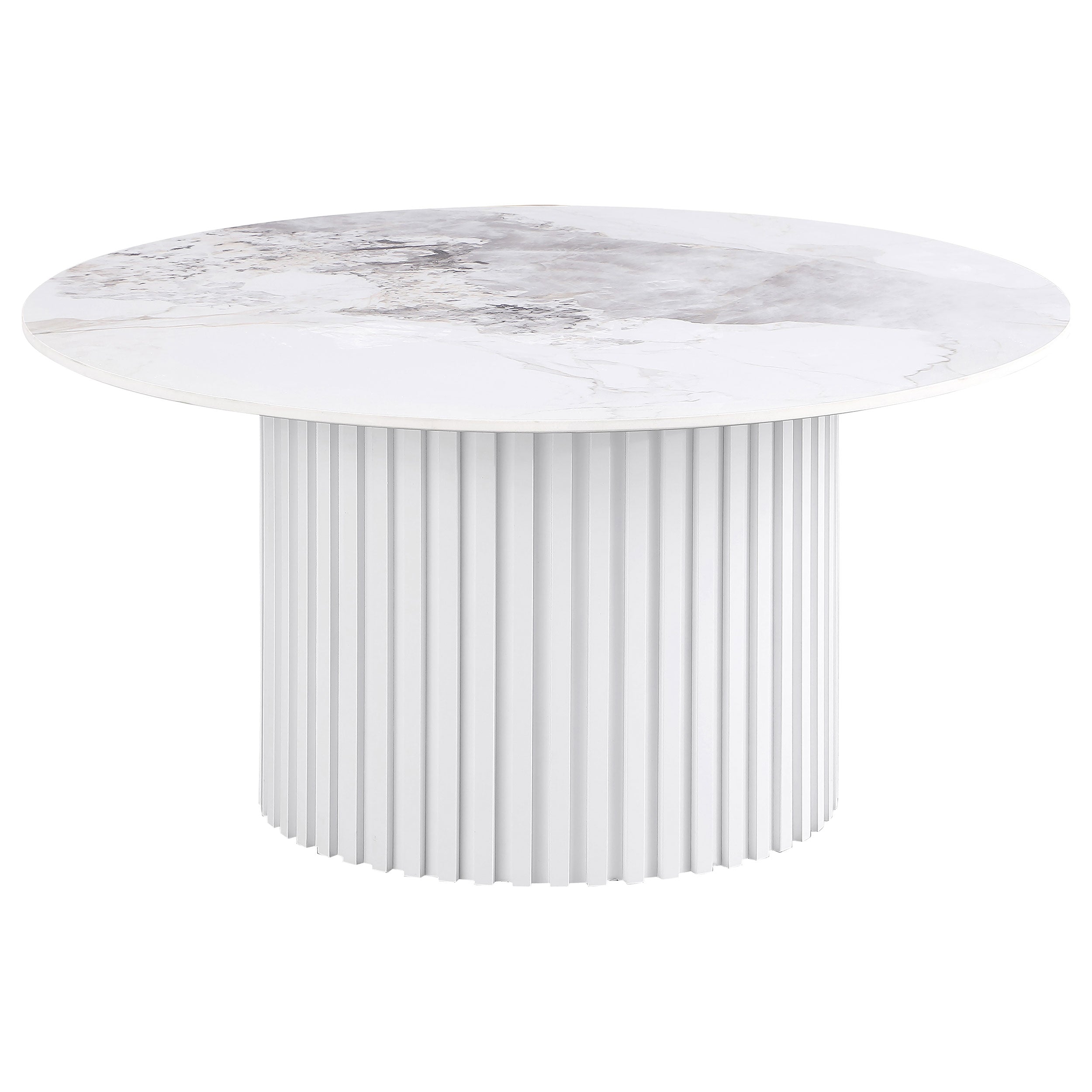 Rowena Coffee and End Table Set White Faux Marble