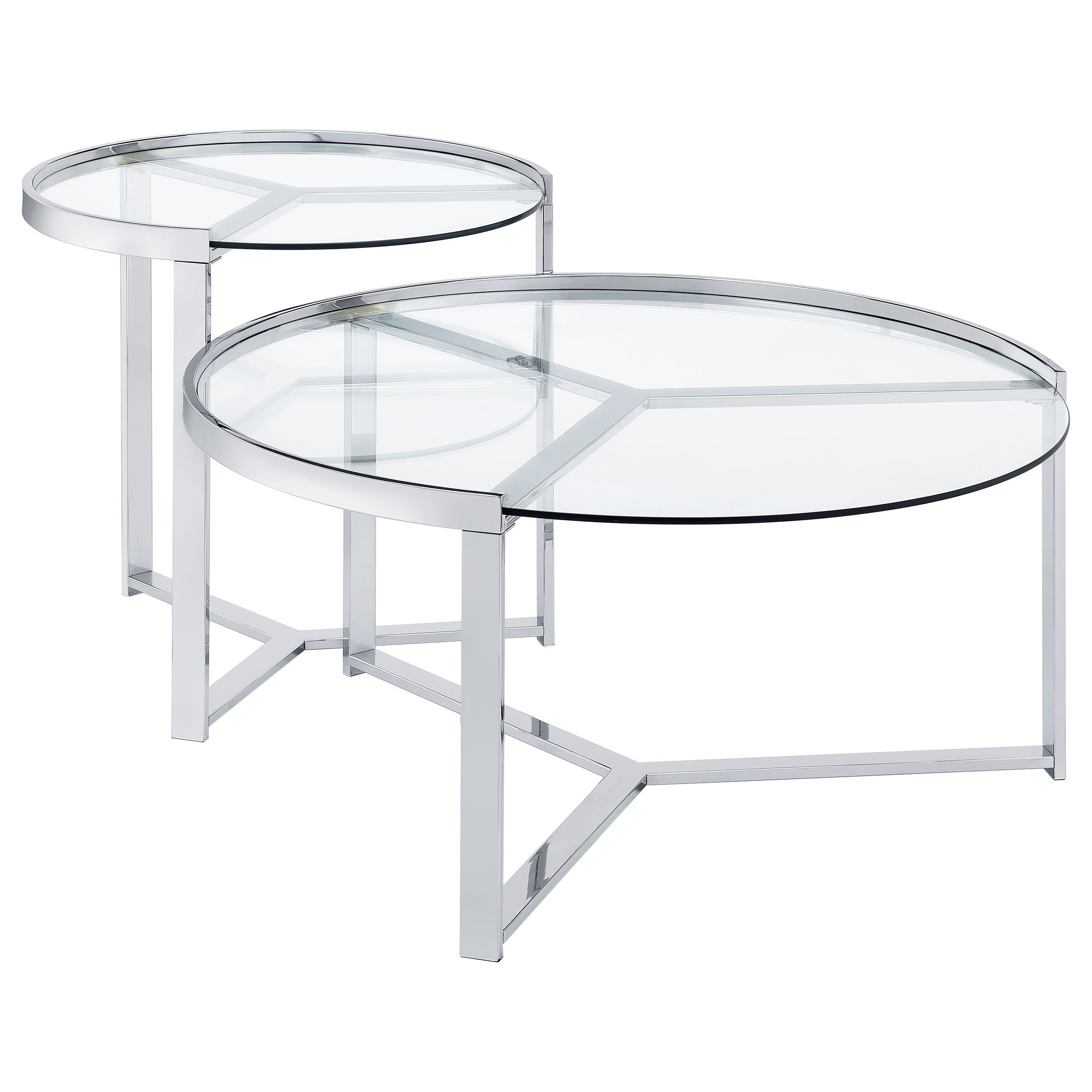 Delia  Round Glass Top Nesting Coffee Table Chrome