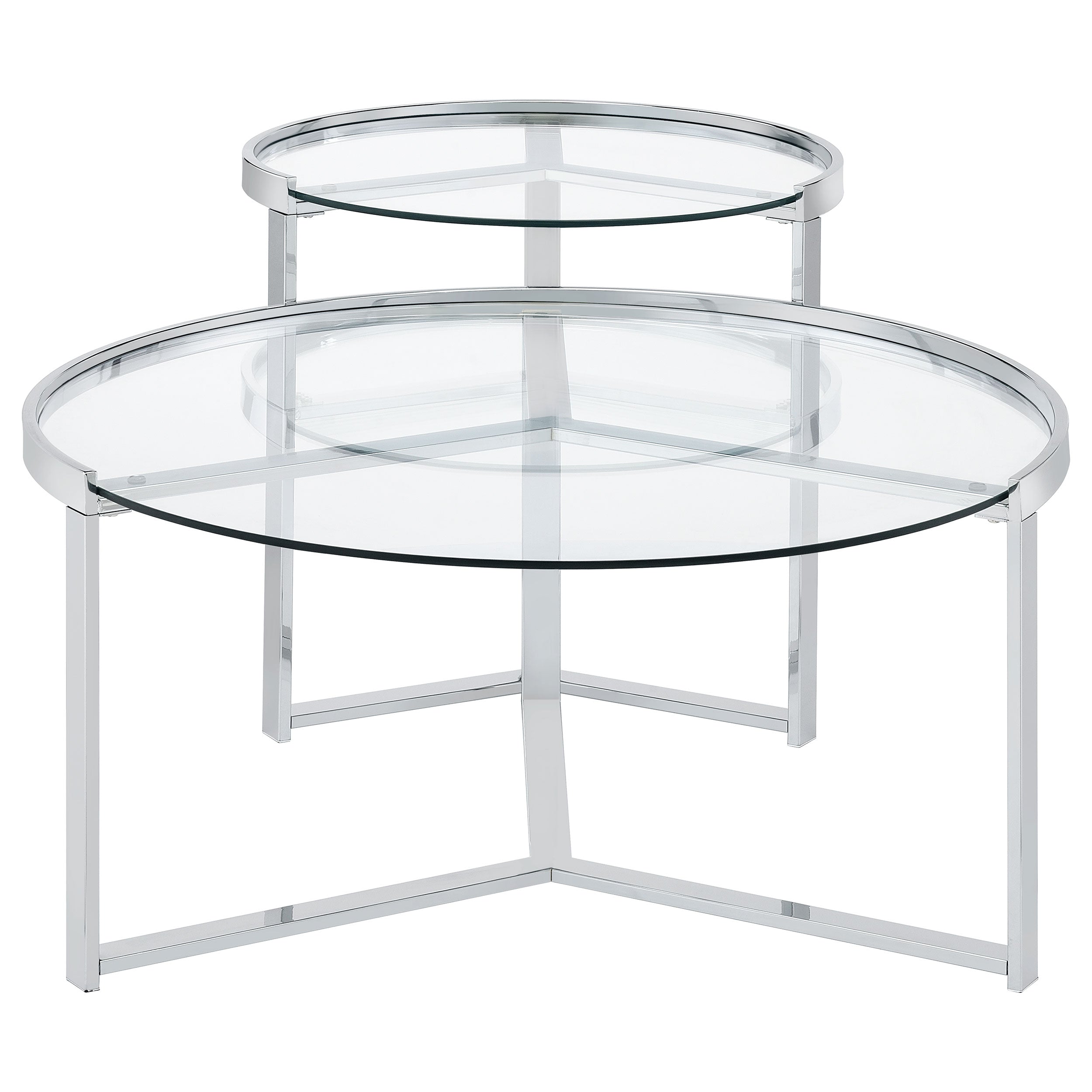 Delia  Round Glass Top Nesting Coffee Table Chrome