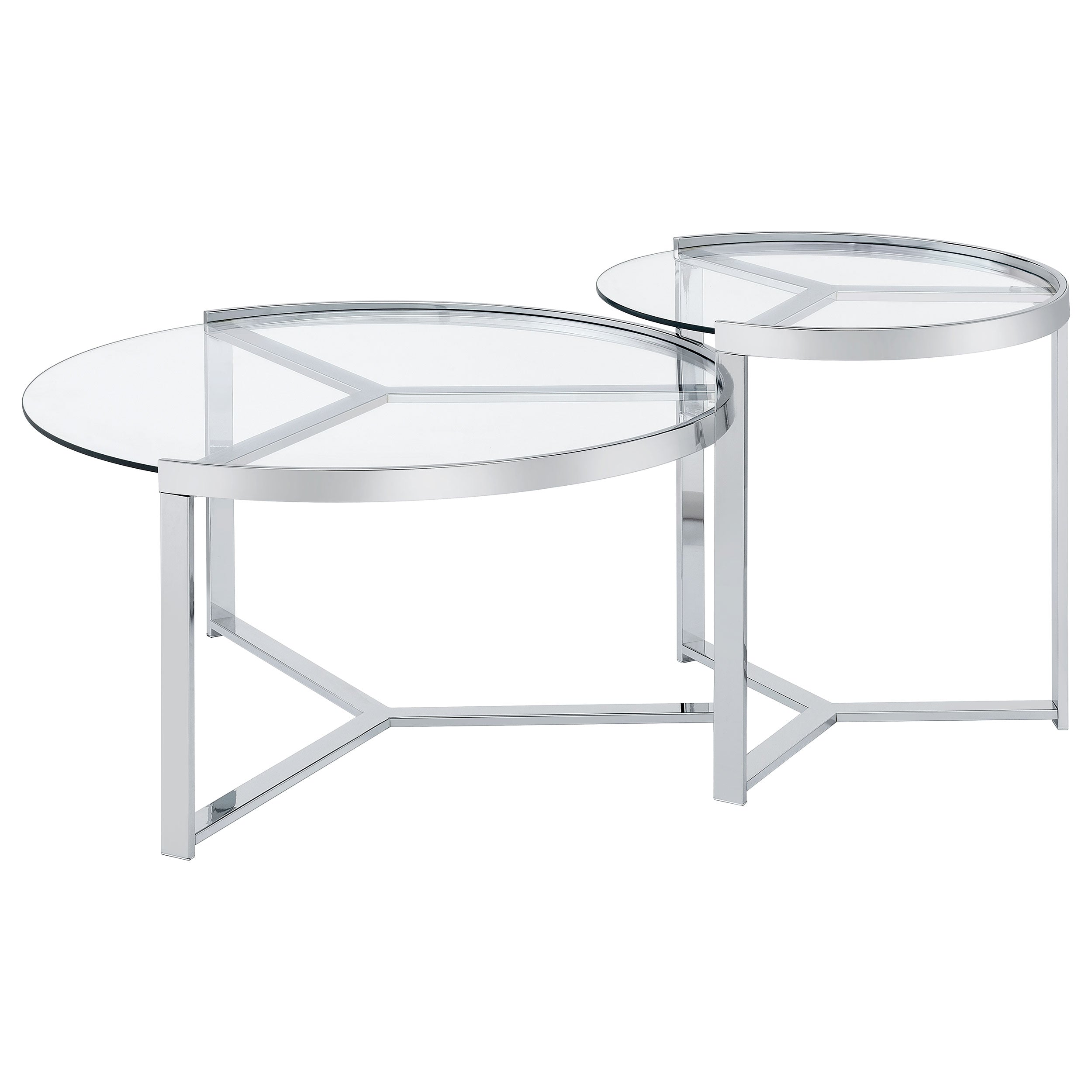 Delia  Round Glass Top Nesting Coffee Table Chrome