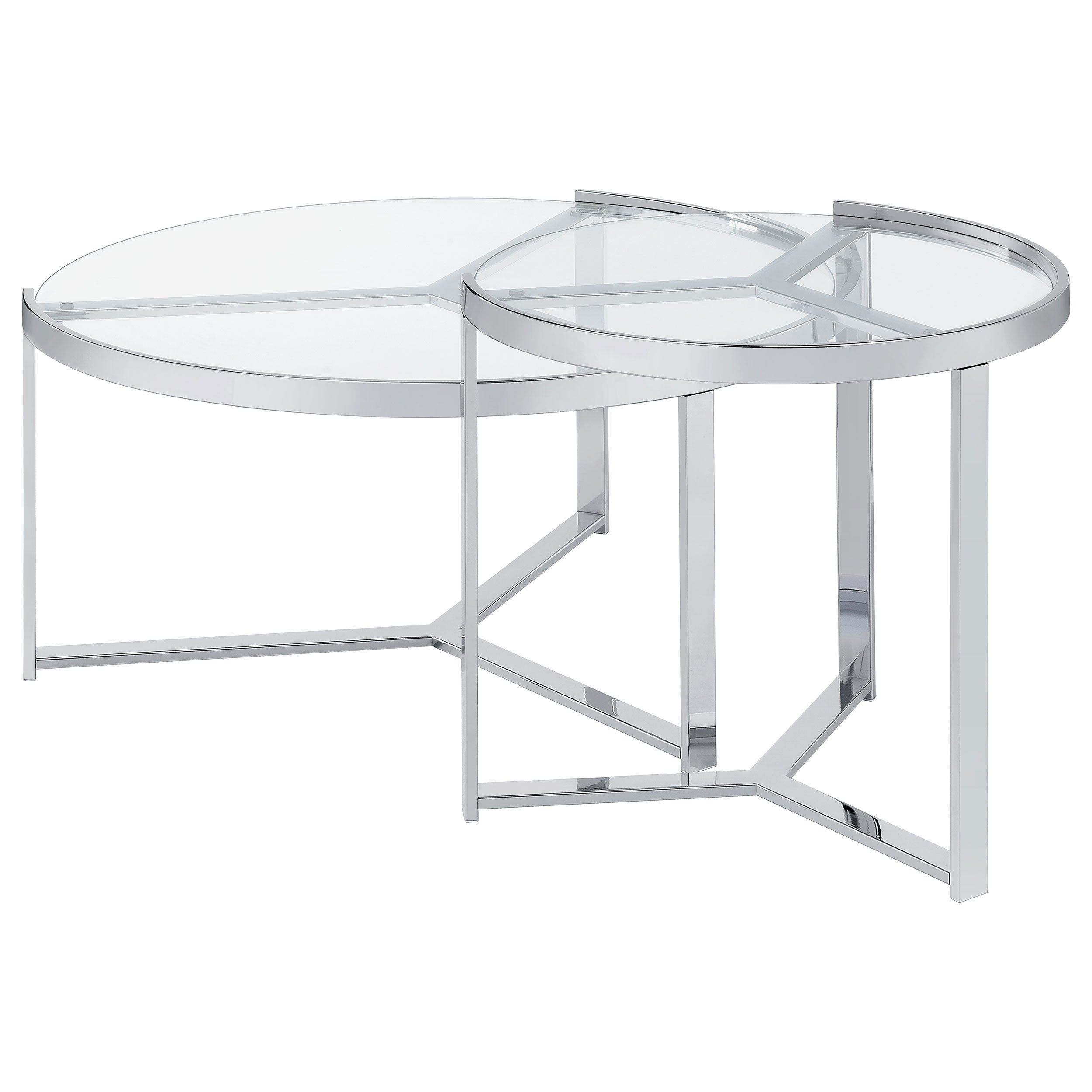 Delia  Round Glass Top Nesting Coffee Table Chrome