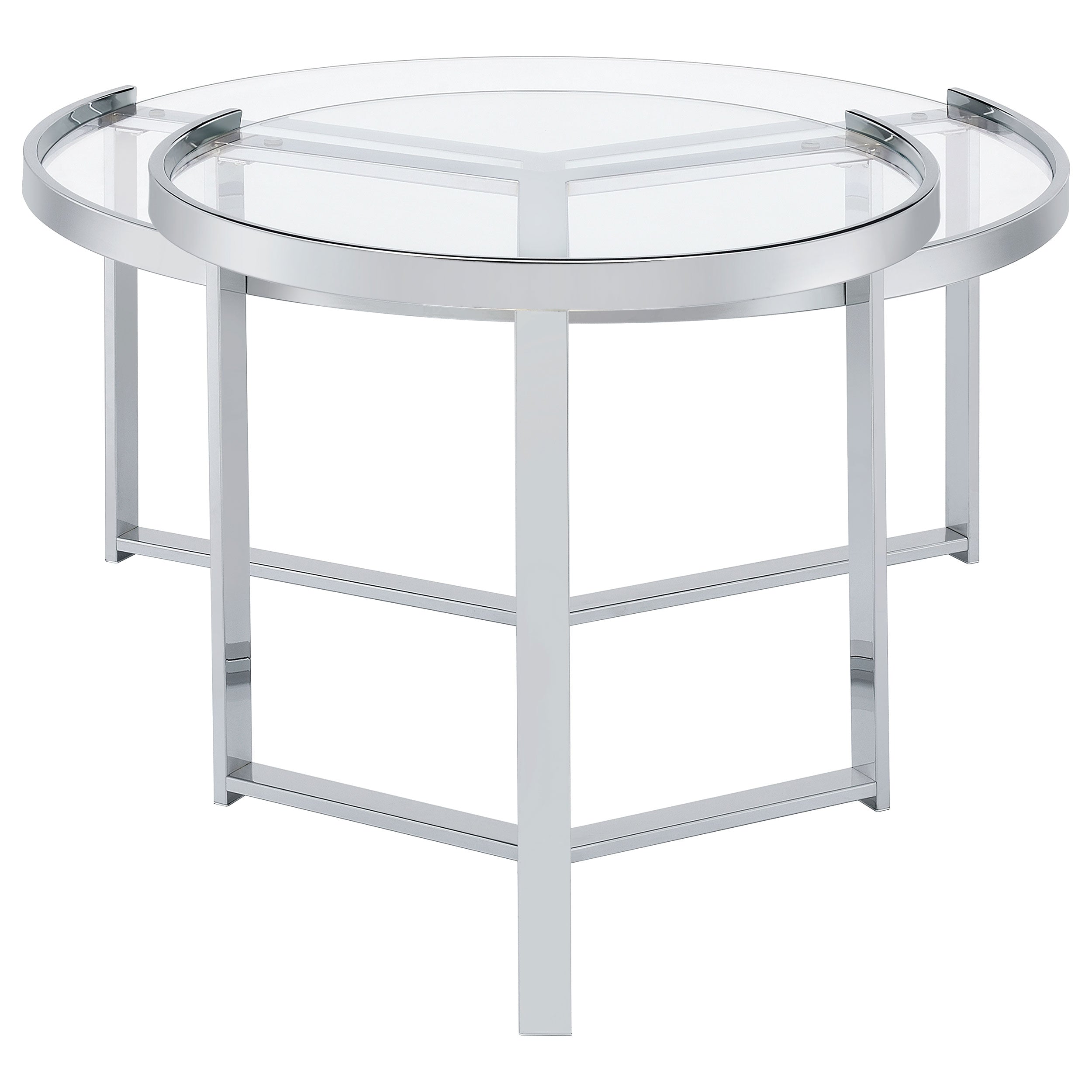 Delia  Round Glass Top Nesting Coffee Table Chrome