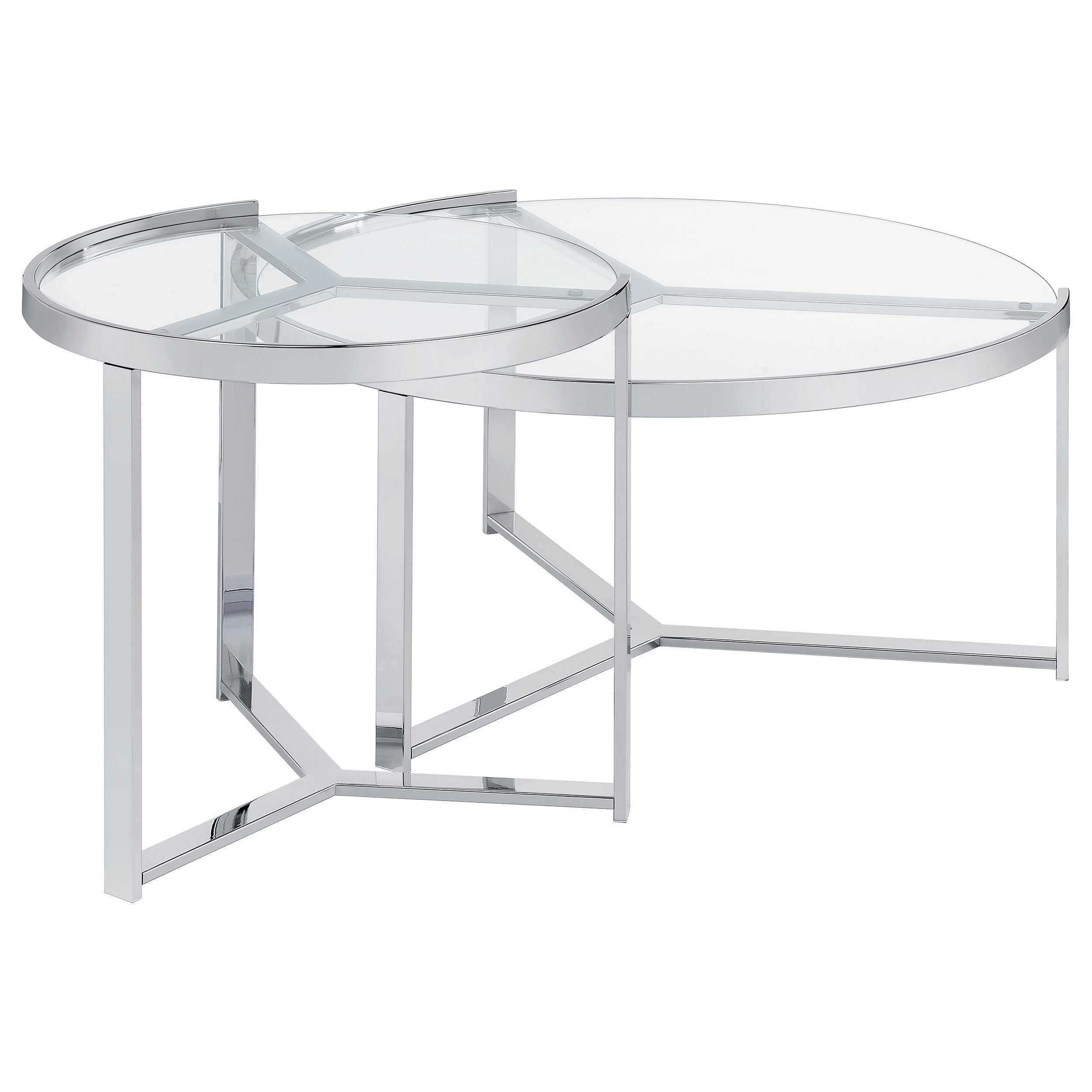 Delia  Round Glass Top Nesting Coffee Table Chrome