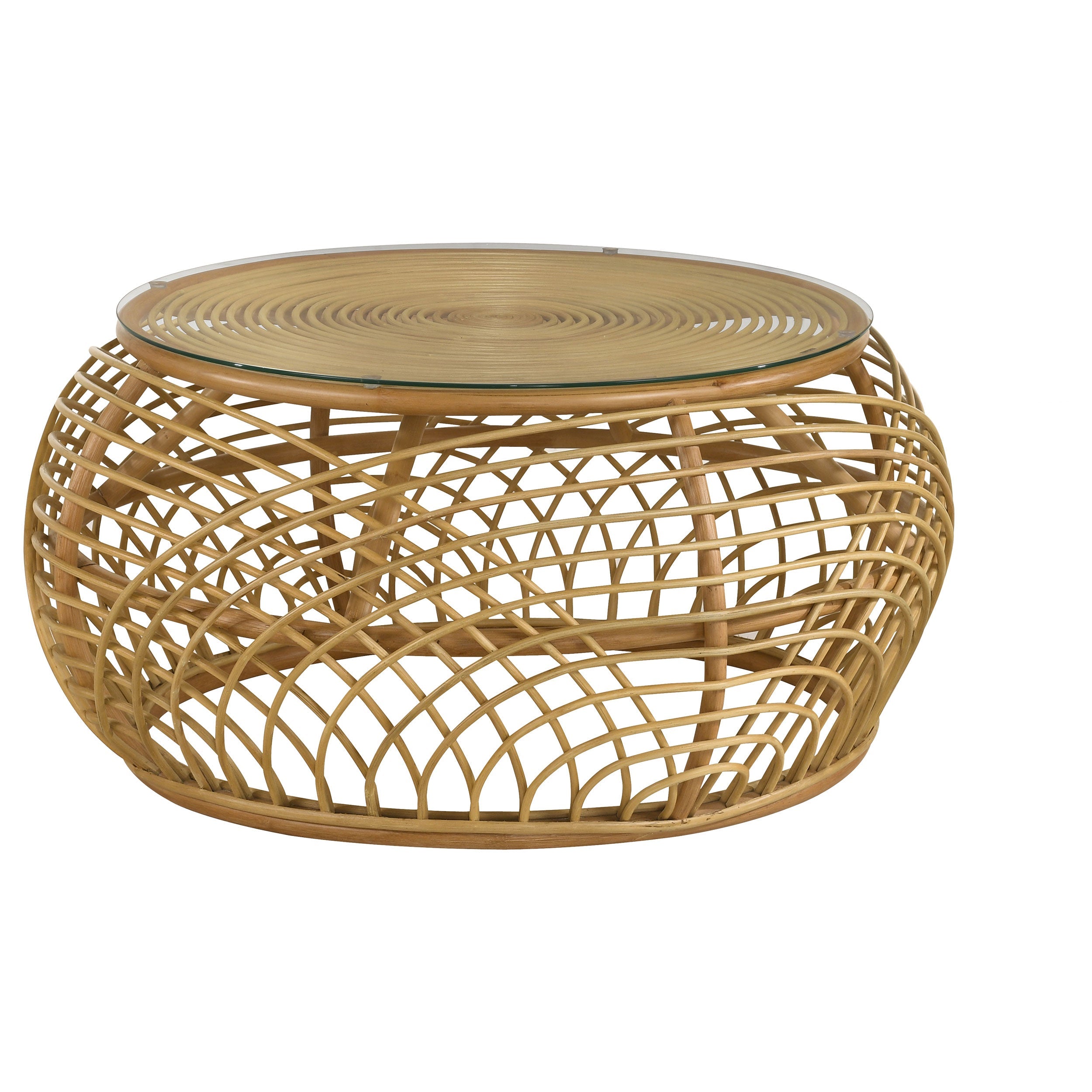 Dahlia Round Rattan Coffee and End Table Set Natural