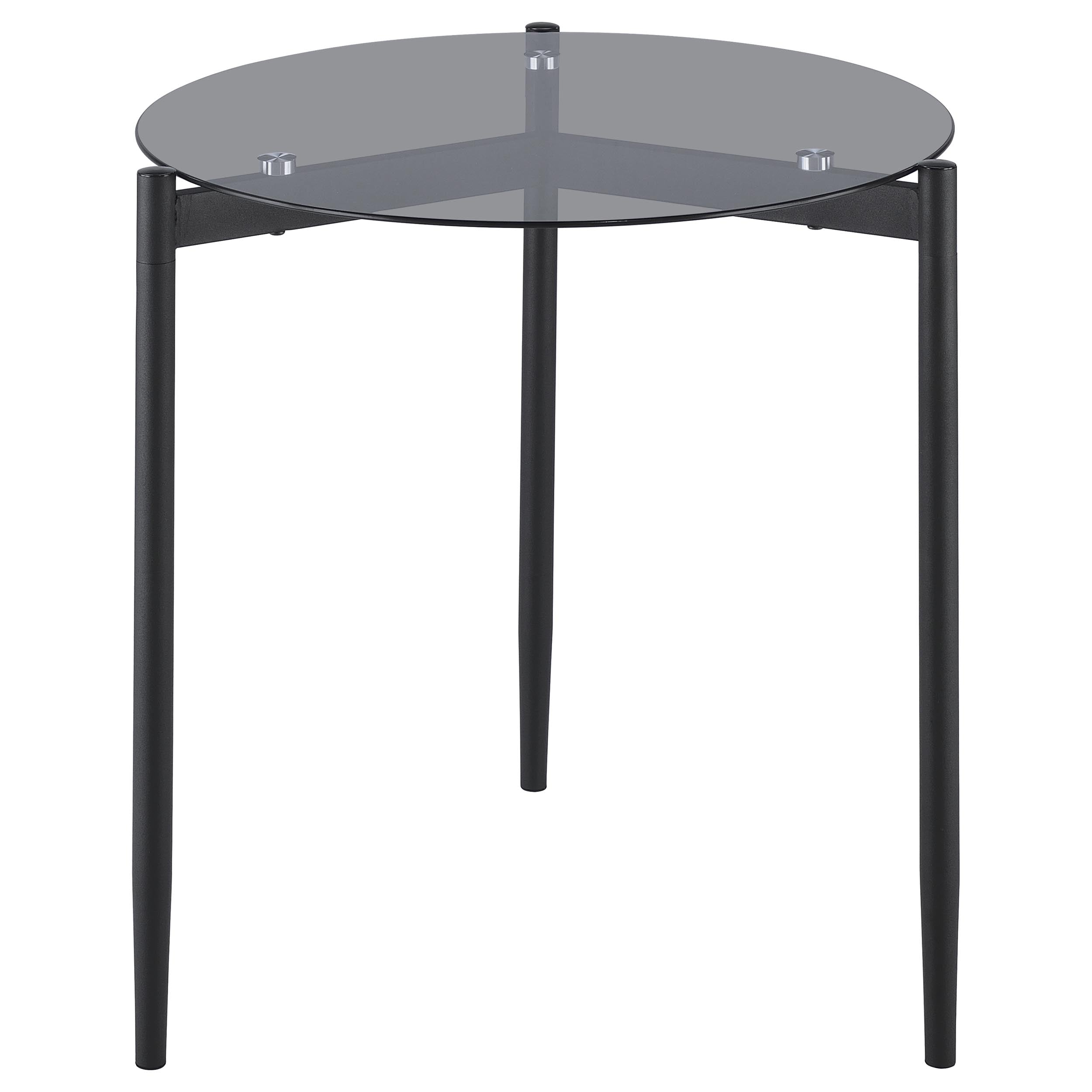 Rosalie Round Smoked Glass Top End Table Grey
