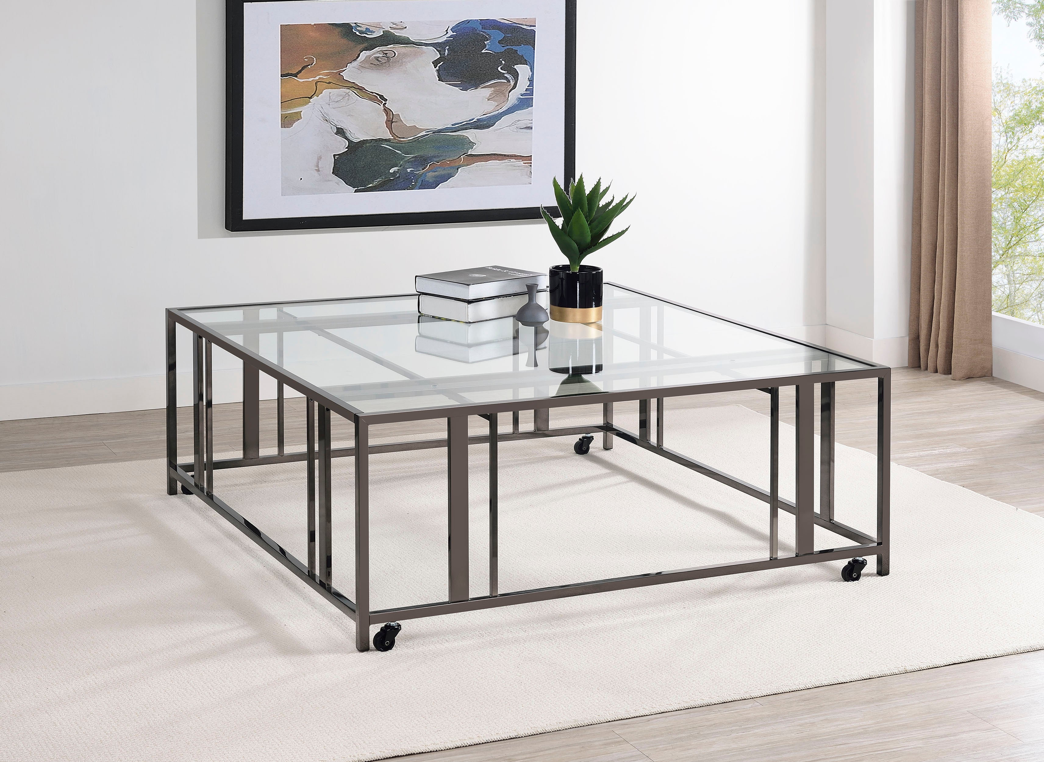 Adri Rectangular Glass Top Coffee Table