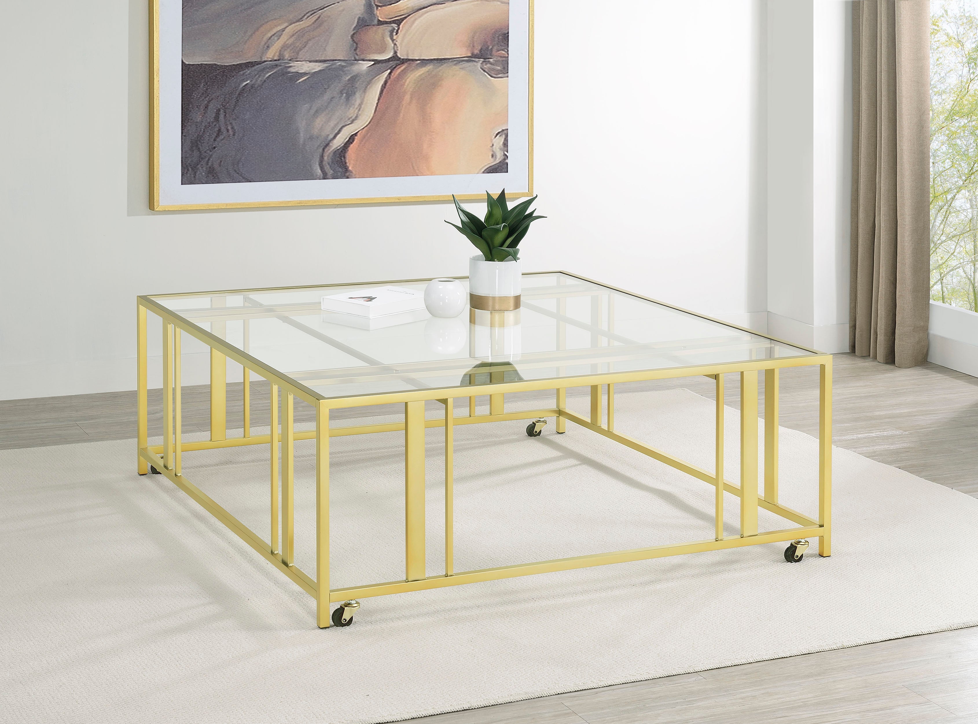 Adri Rectangular Glass Top Coffee Table