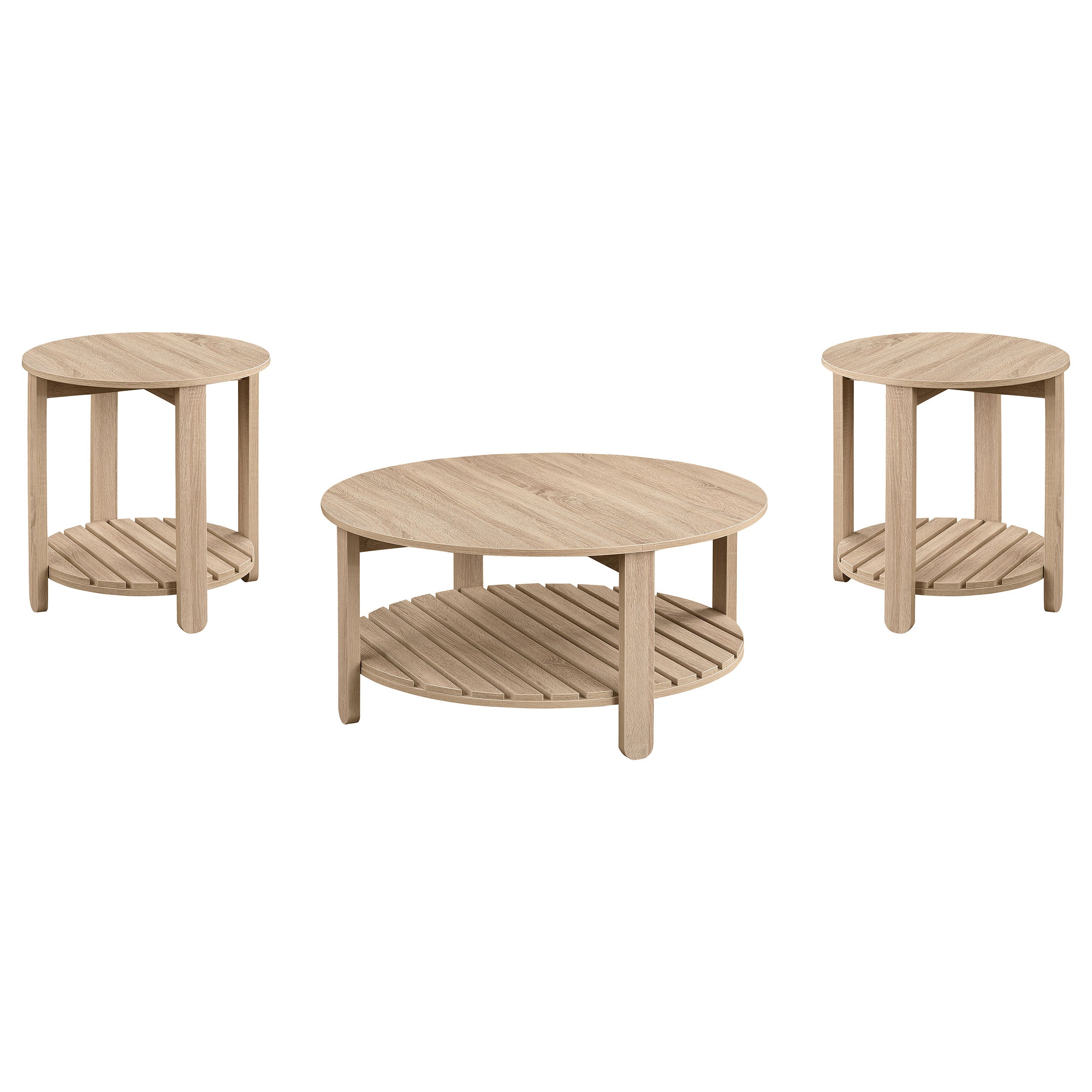 Fowler Round Coffee and End Table Set Natural