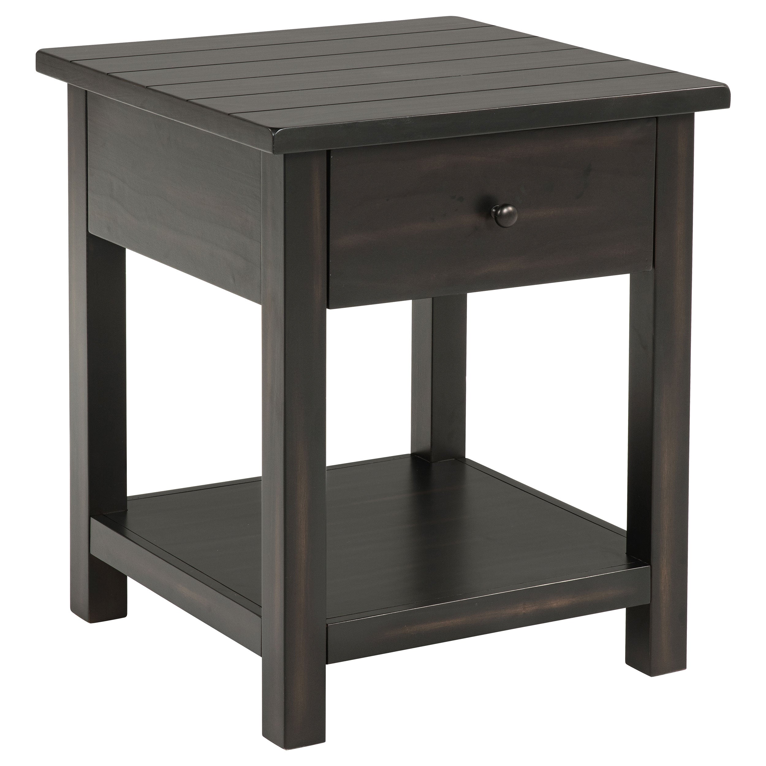 Payne 1-drawer Wood End Table with Shelf Distressed Brown