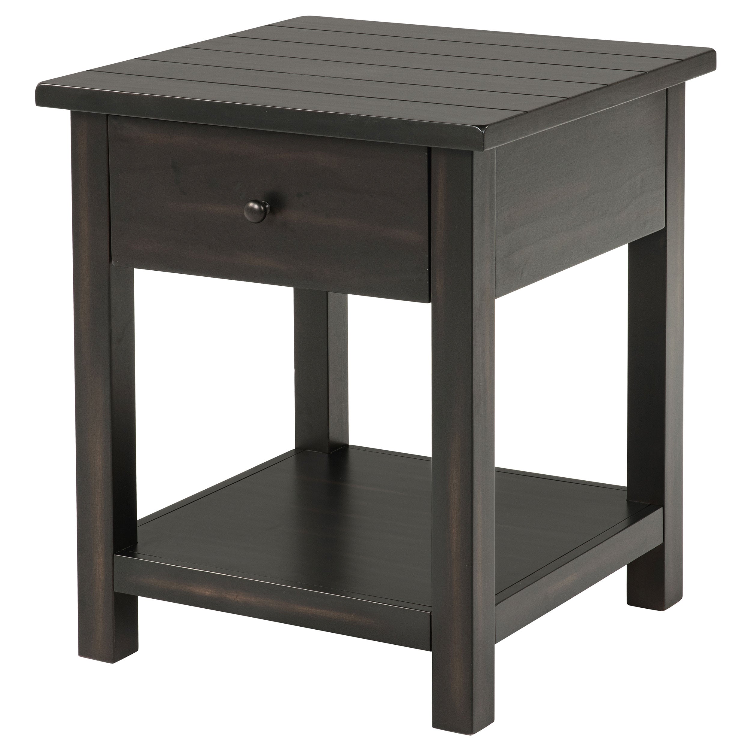 Payne 1-drawer Wood End Table with Shelf Distressed Brown