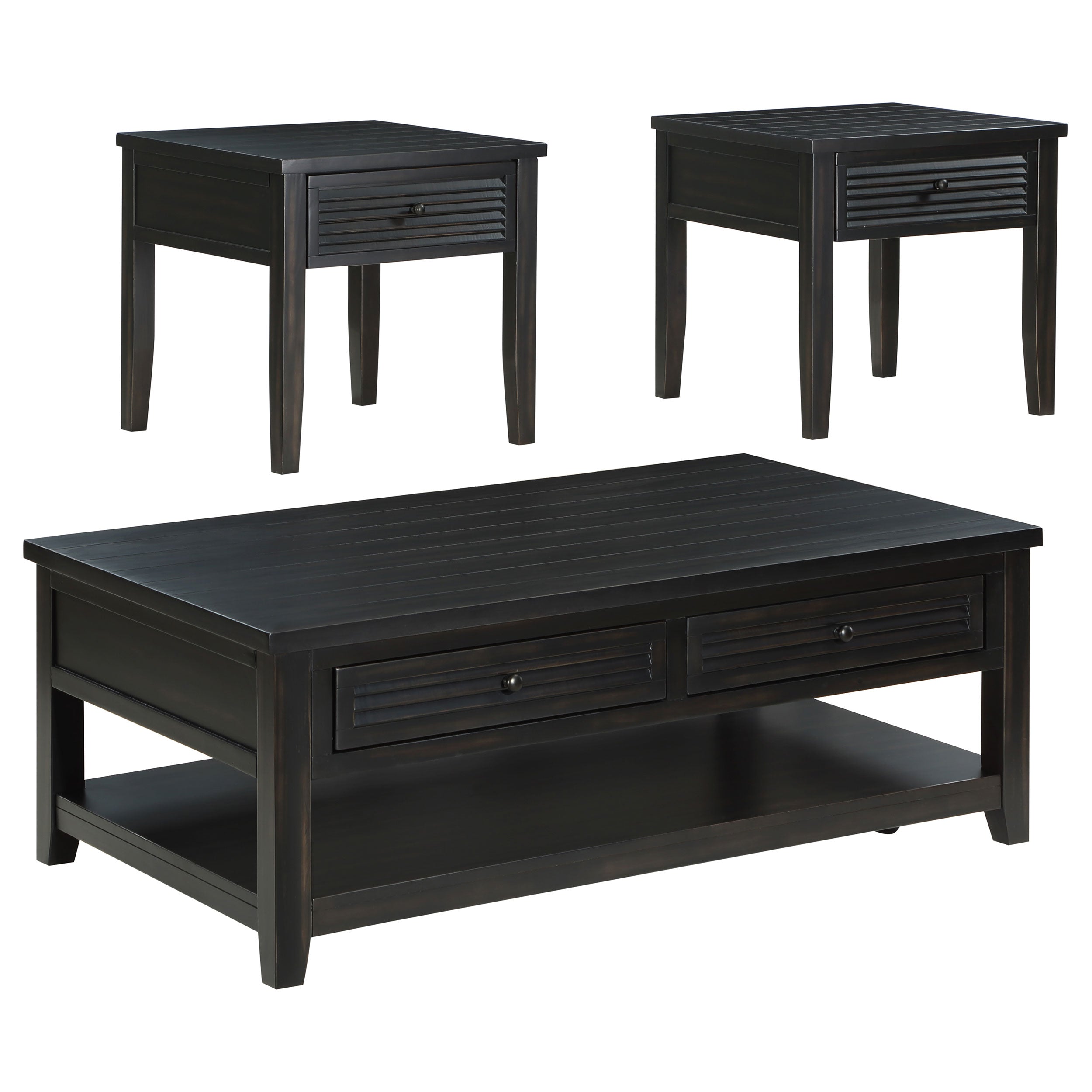 Concord Coffee and End Table Set Distressed Java