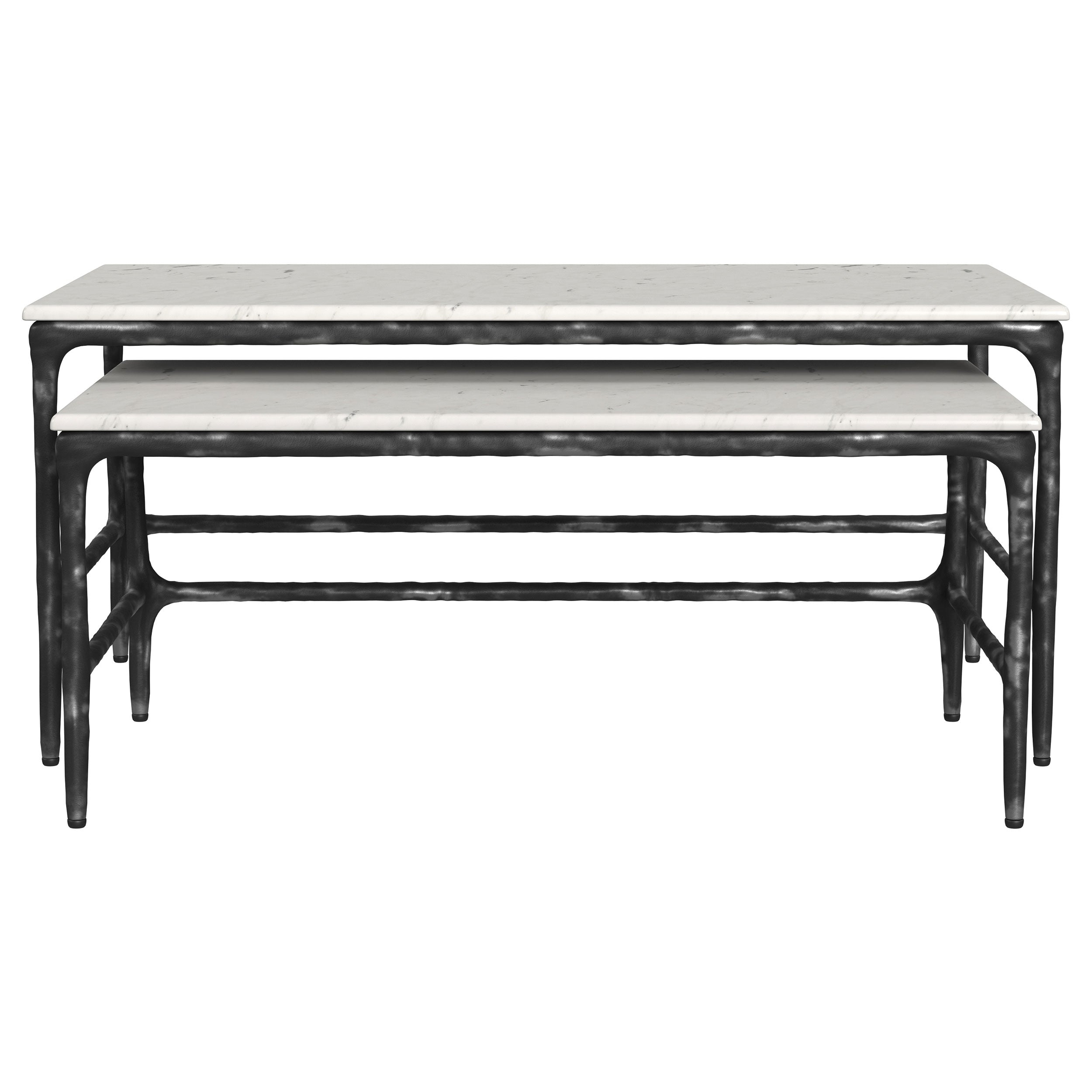 Ebby  Genuine Marble Top Nesting Coffee Tables White