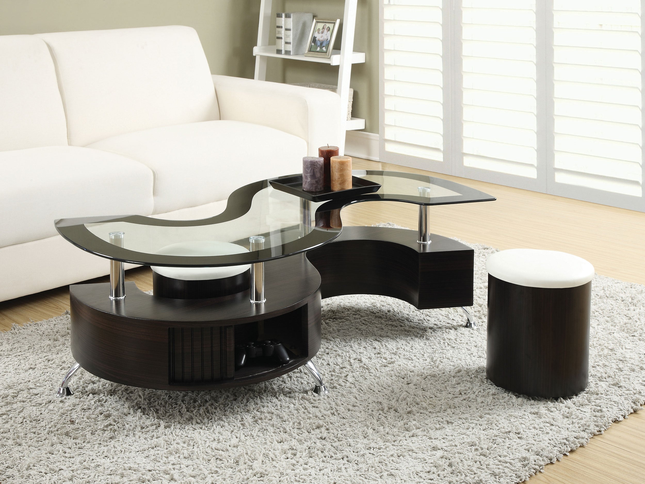 Buckley Coffee Table and Stools Set Cappuccino