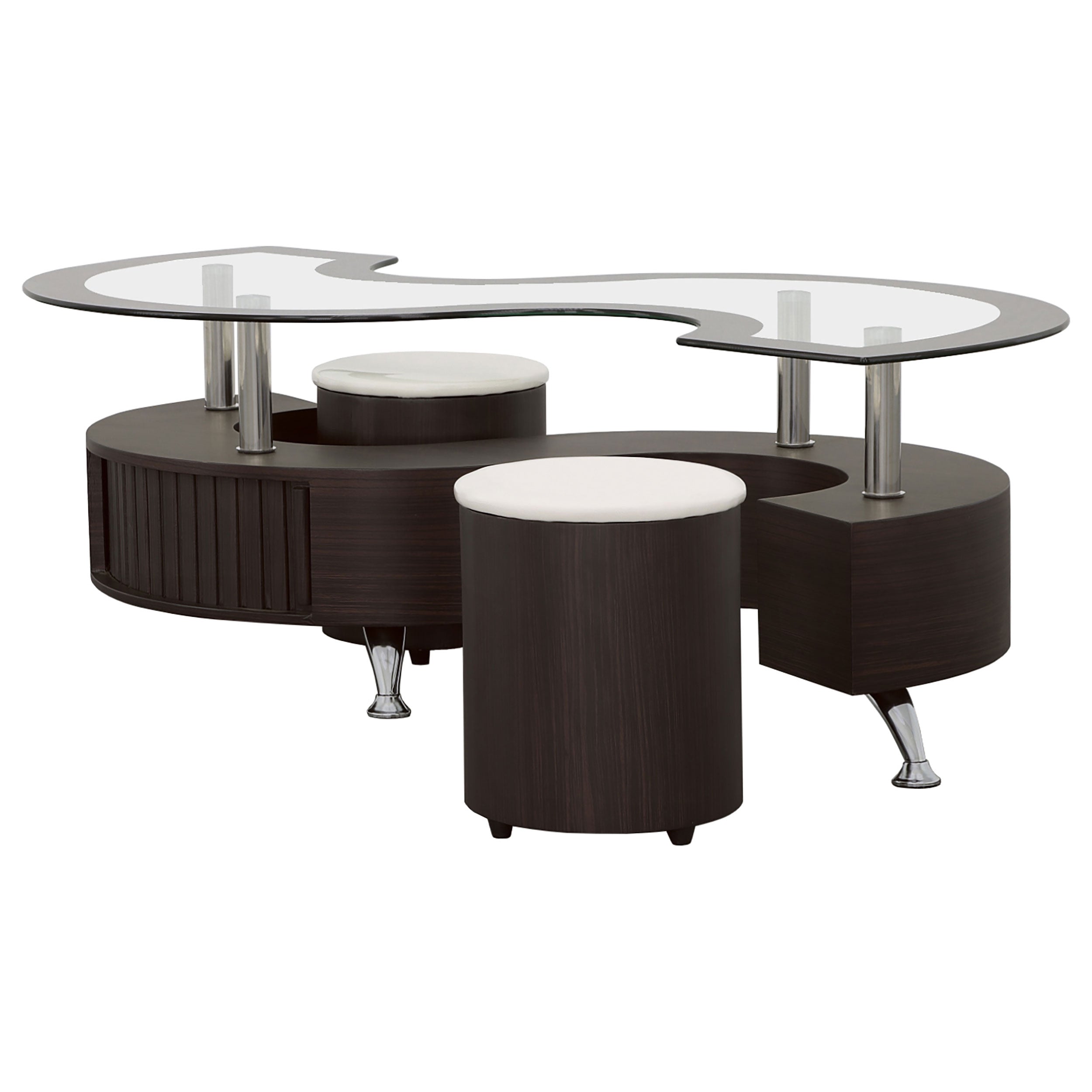 Buckley Coffee Table and Stools Set Cappuccino