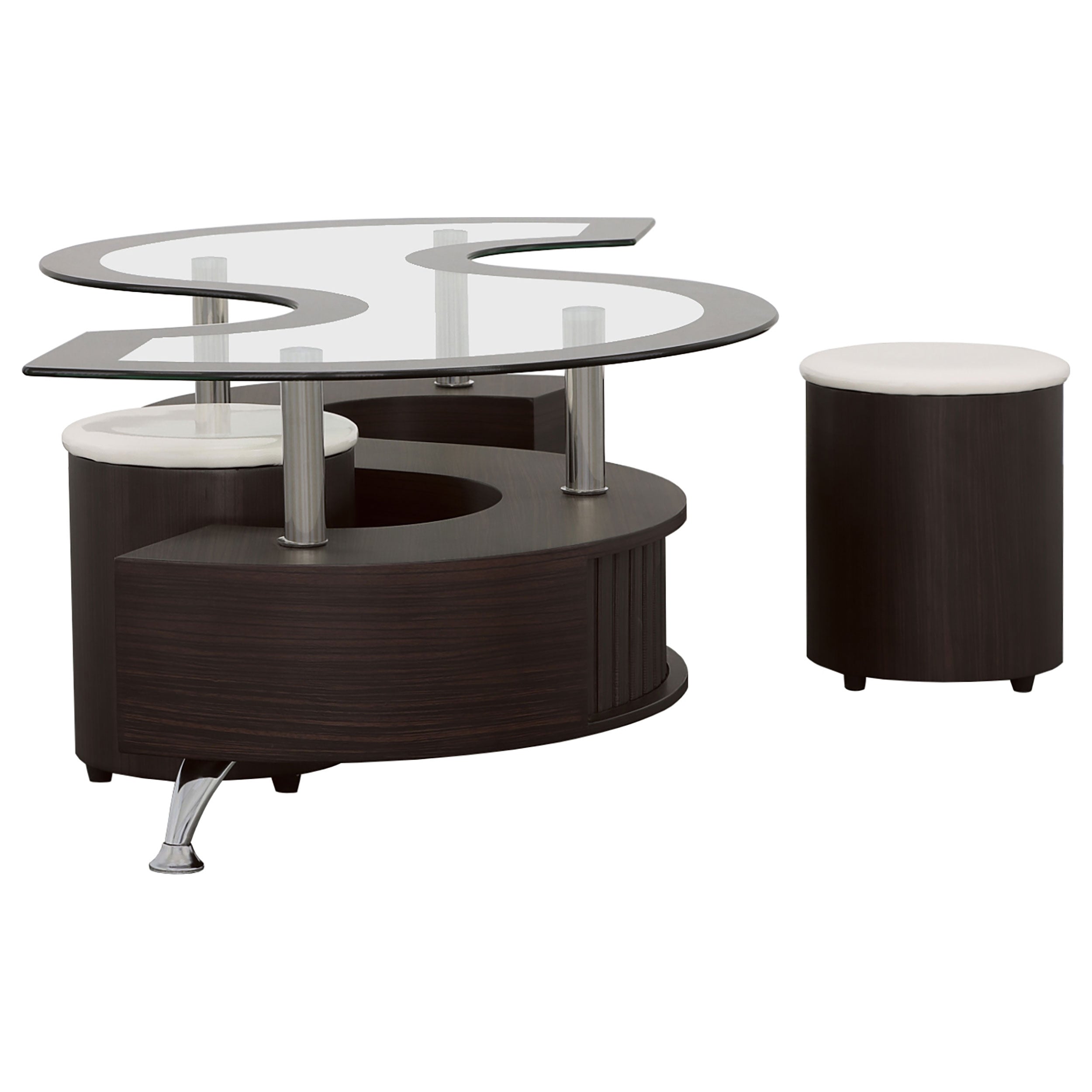 Buckley Coffee Table and Stools Set Cappuccino
