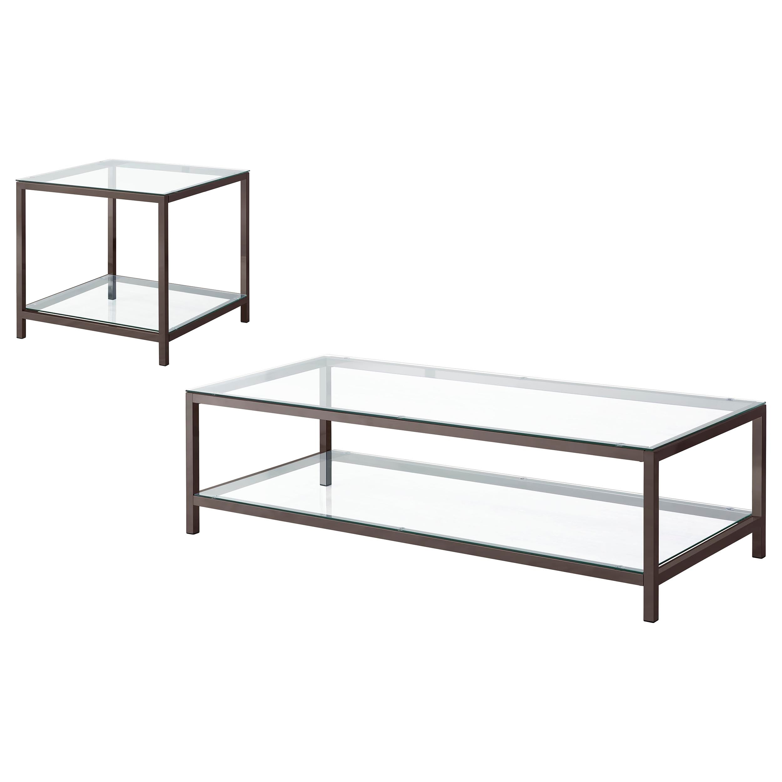 Trini Coffee and End Table Set Black Nickel
