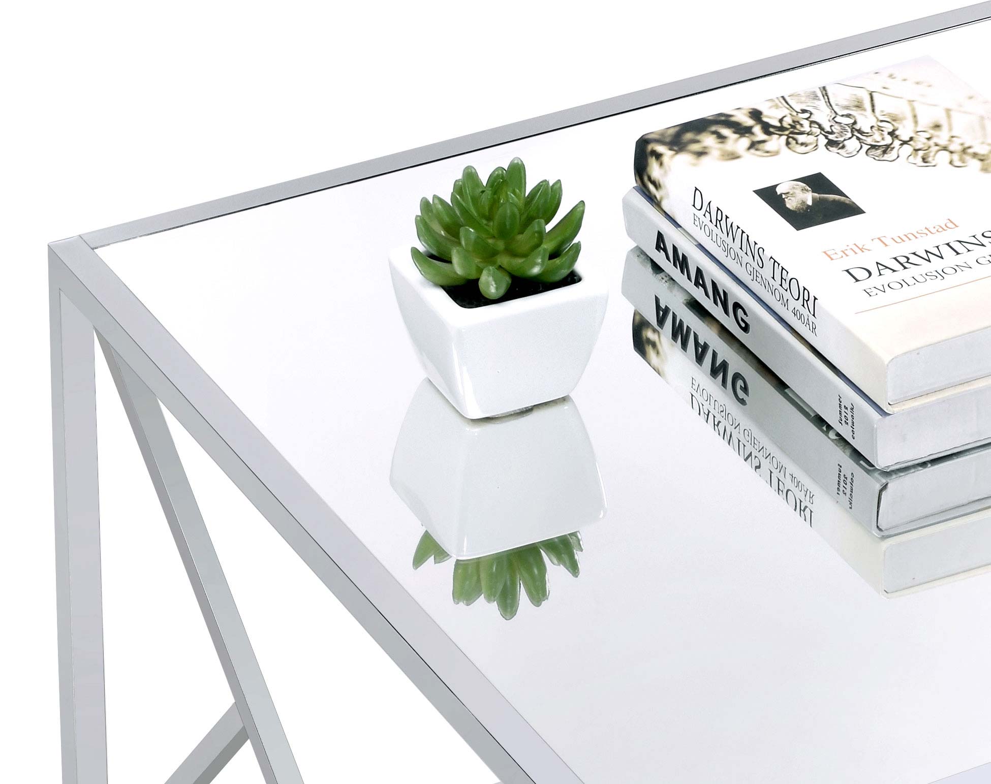 Provins Coffee and End Table Set Mirror and Chrome