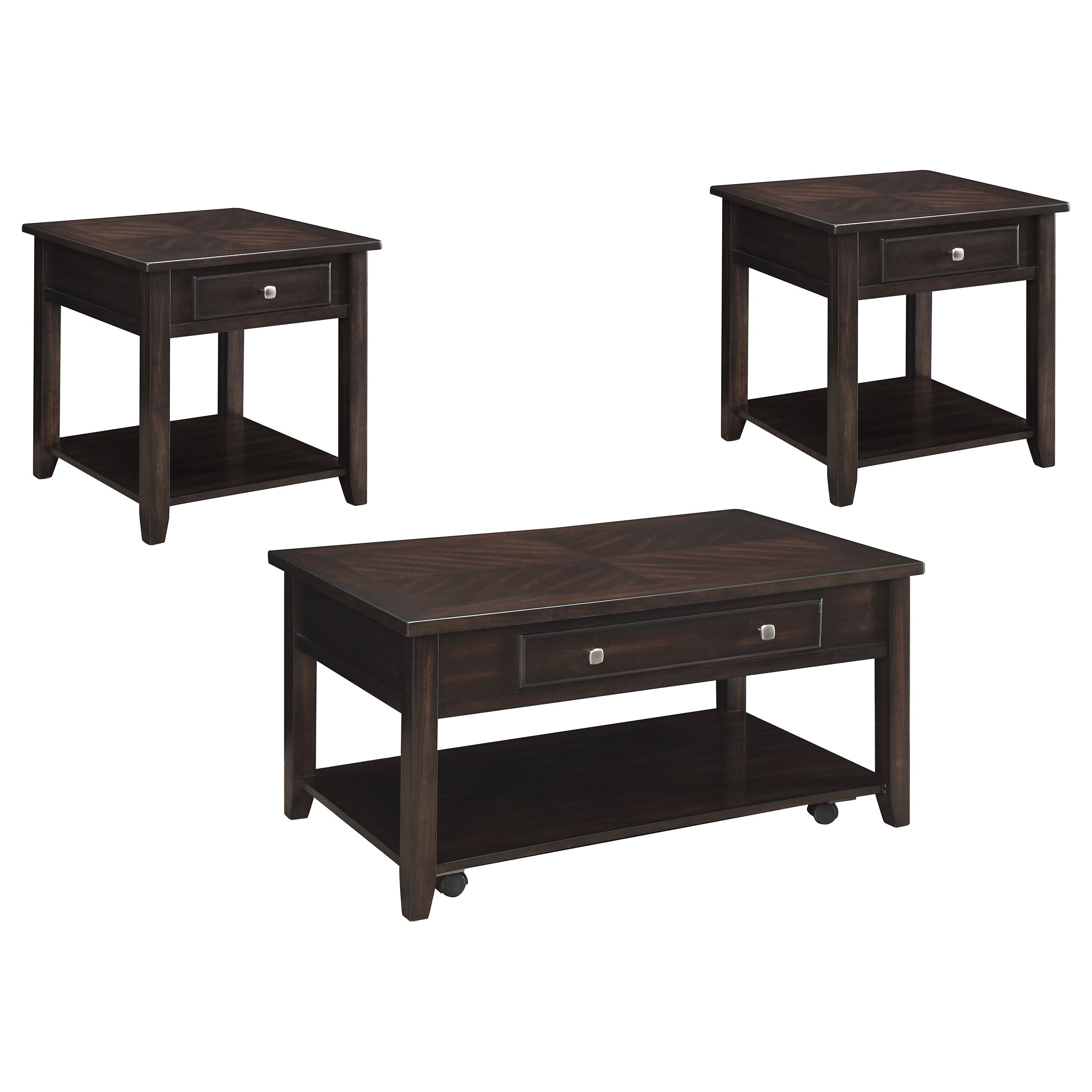Bradford Lift Top Coffee and End Table Set Walnut