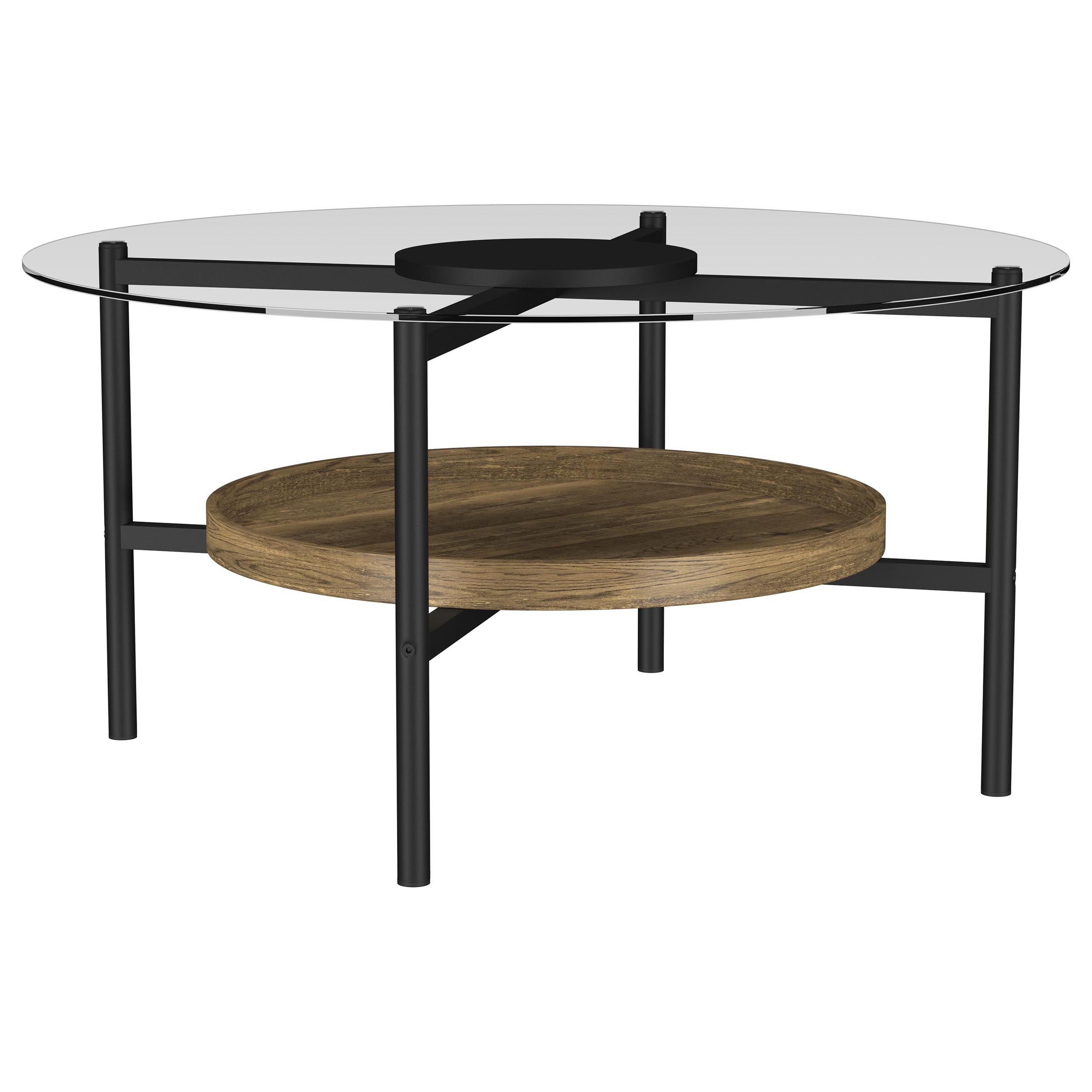 Delfin Round Coffee and End Table Set Brown