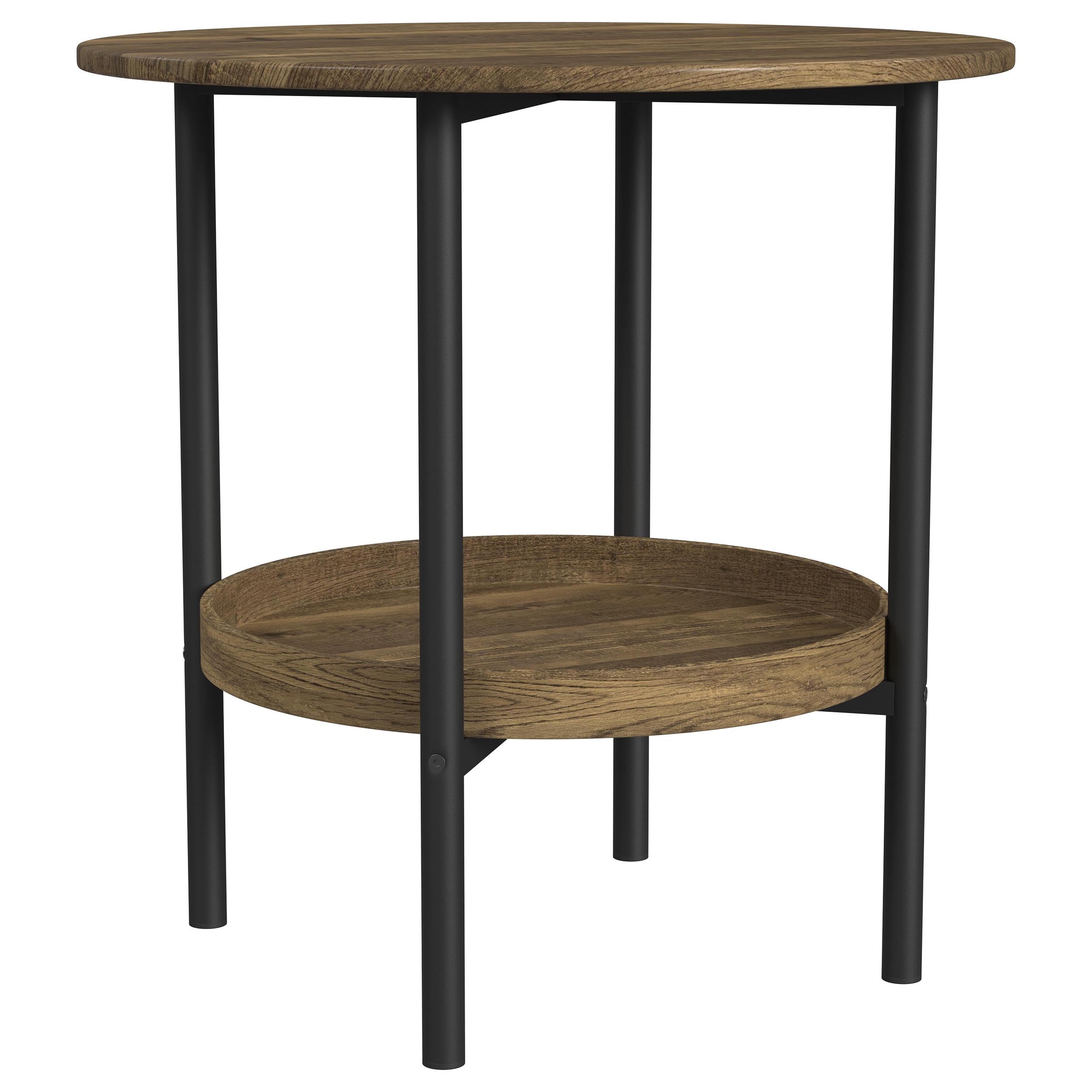 Delfin Round Coffee and End Table Set Brown