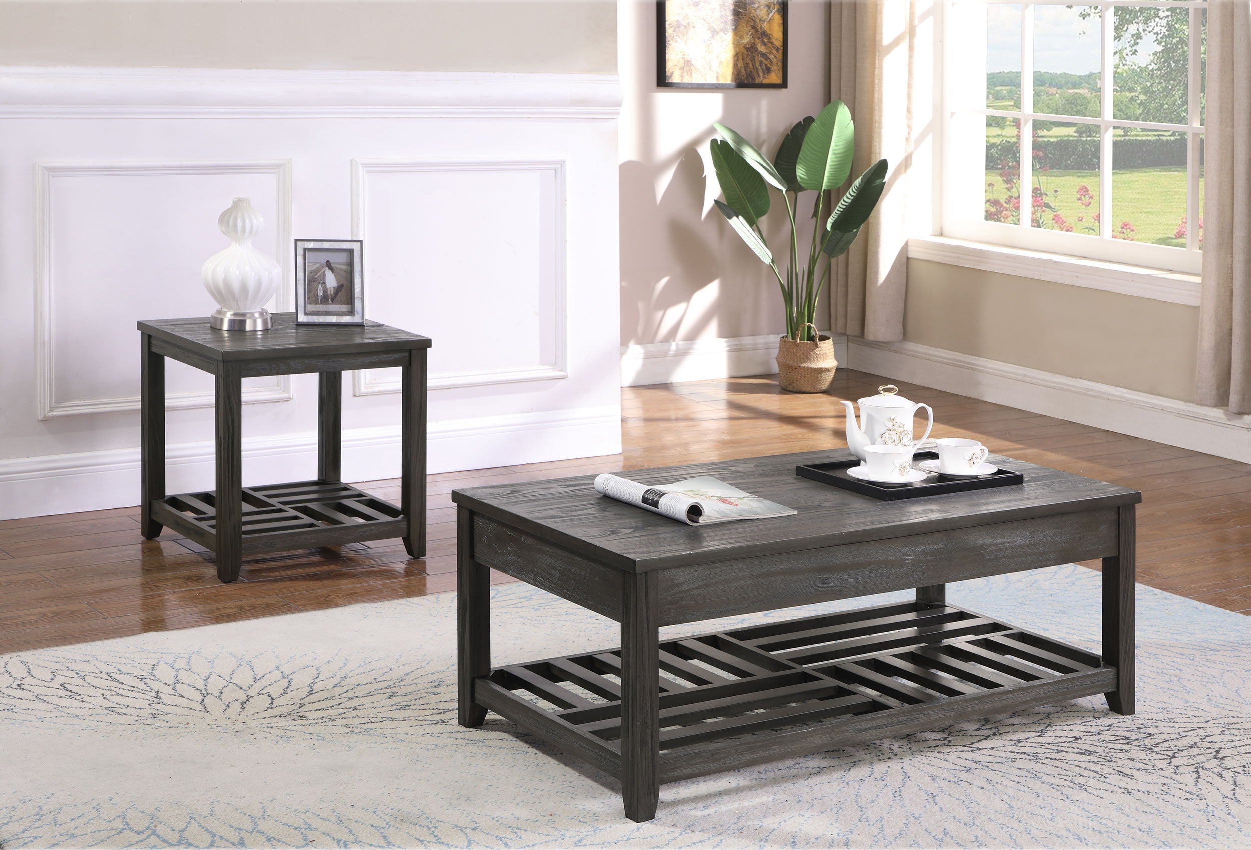 Cliffview Lift Top Coffee and End Table Set Grey