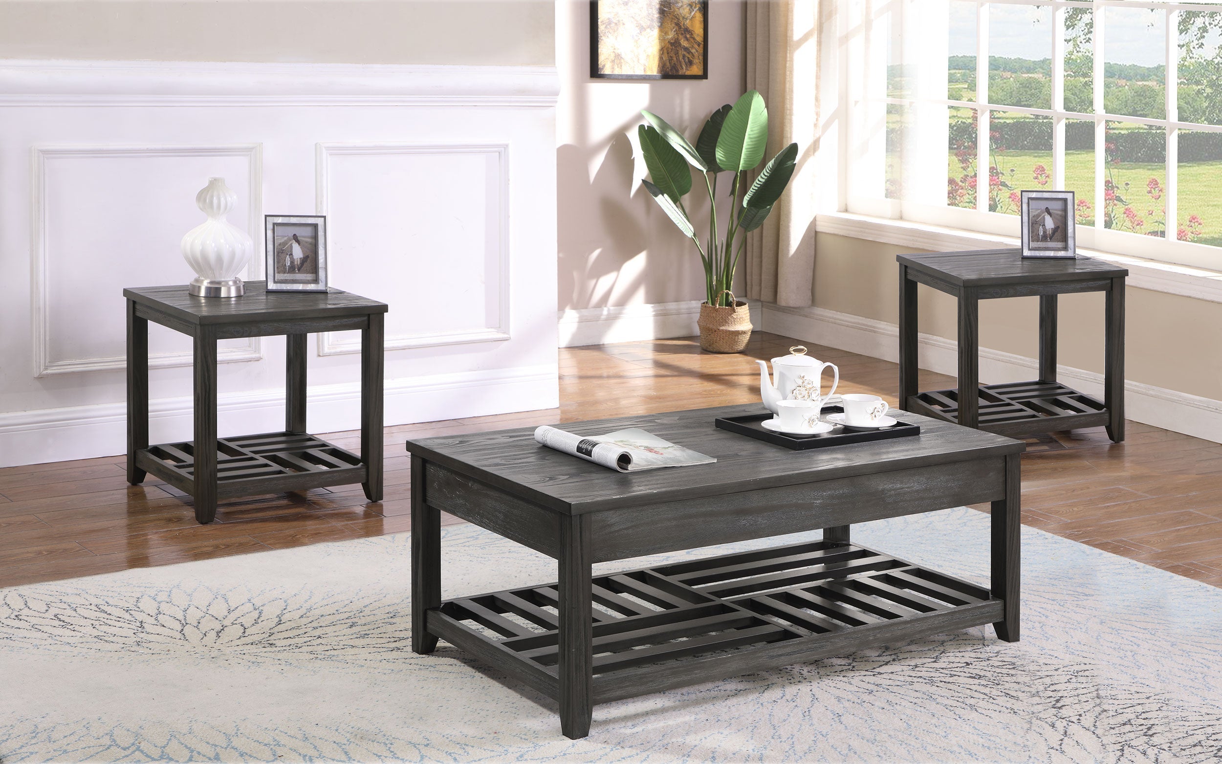 Cliffview Lift Top Coffee and End Table Set Grey