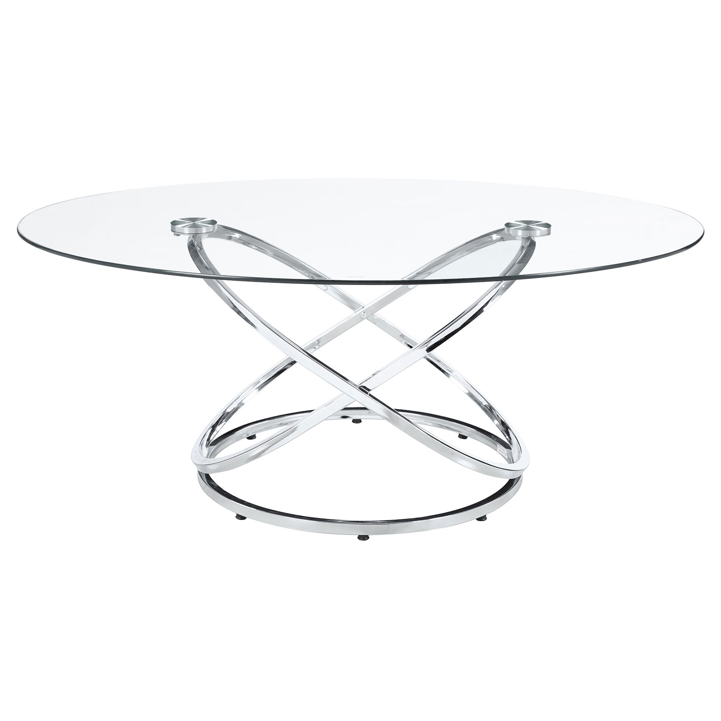 Warren Oval Glass Top Coffee Table Set Chrome