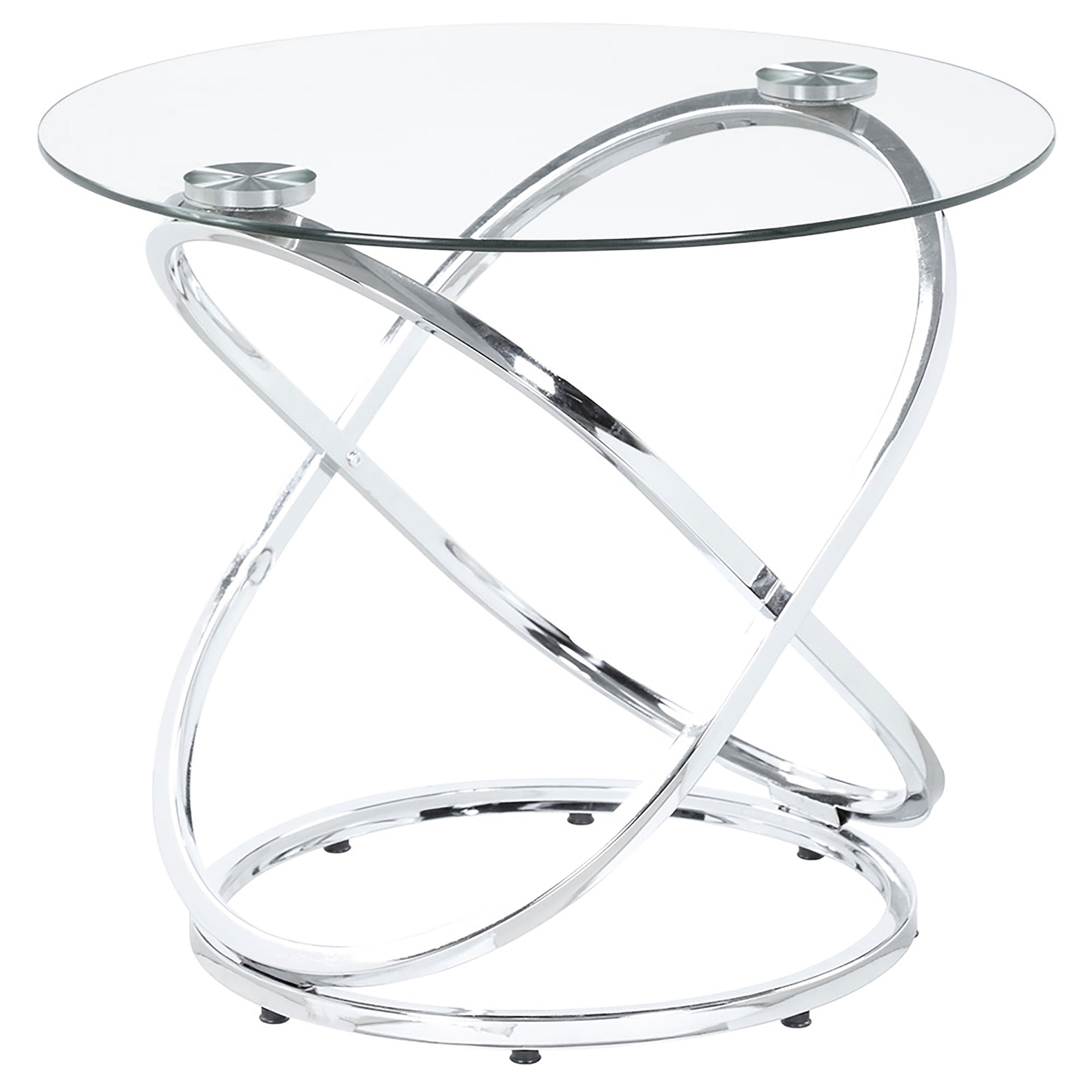 Warren Oval Glass Top Coffee Table Set Chrome