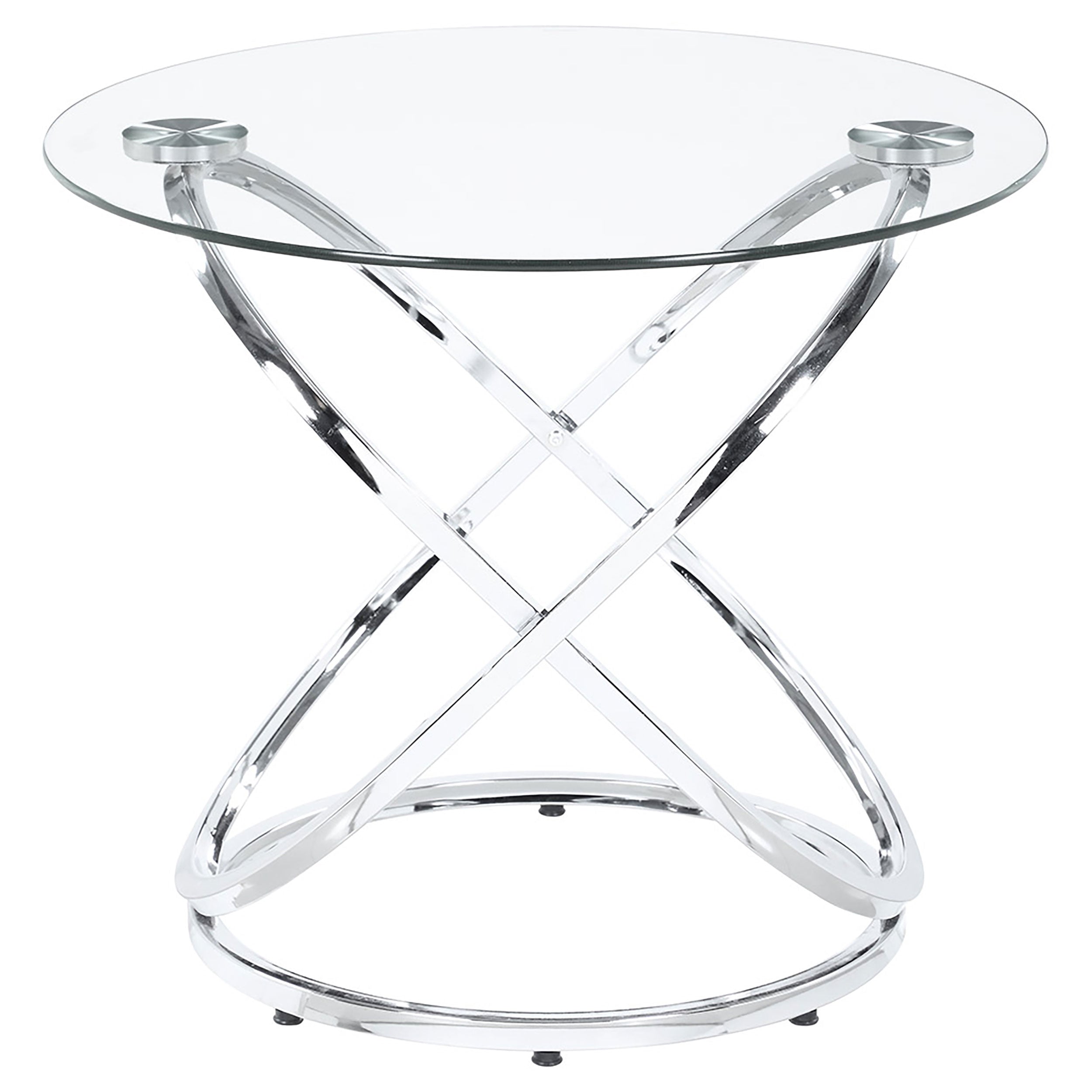 Warren Oval Glass Top Coffee Table Set Chrome
