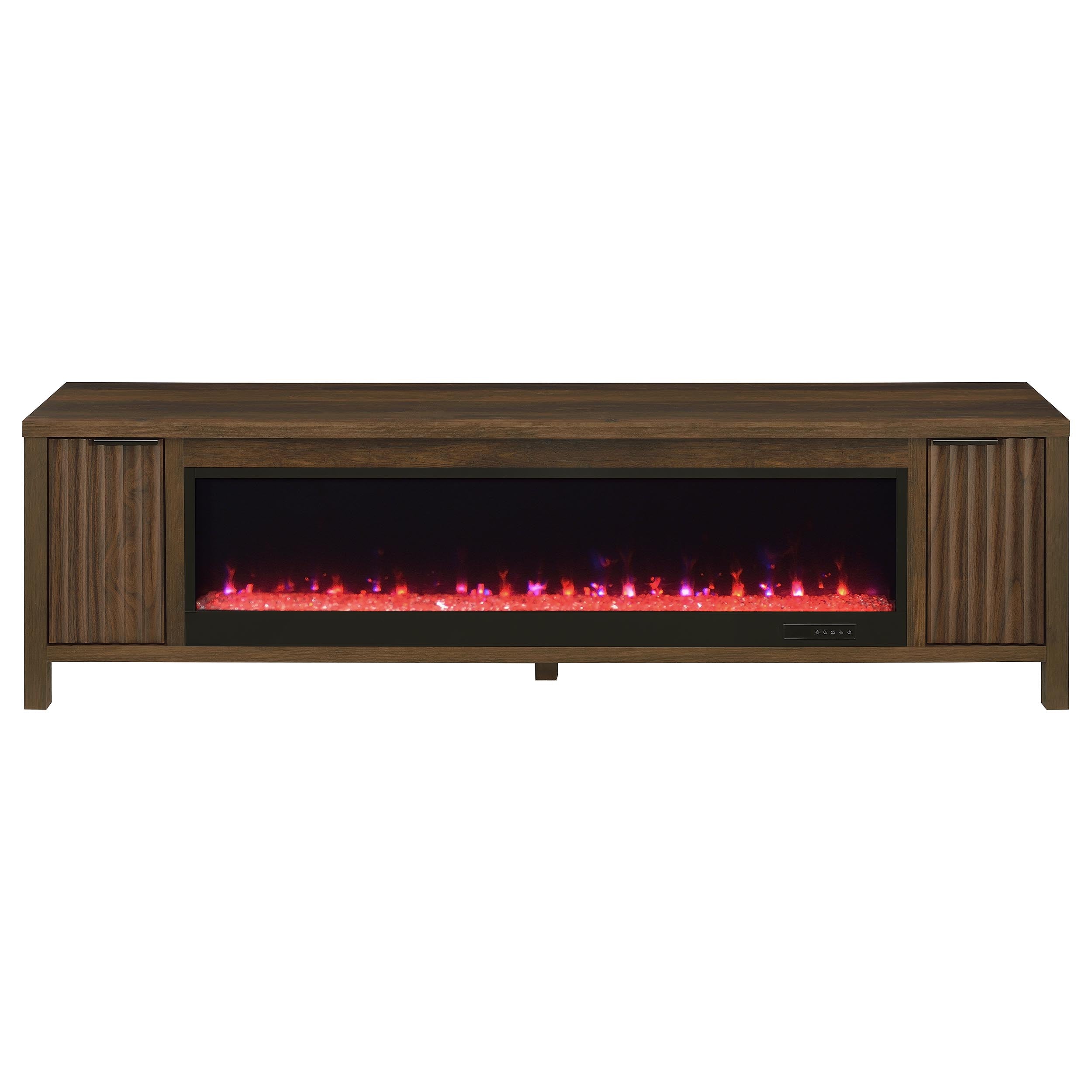 Carey 79-inch TV Stand Fireplace Media Console Dark Pine