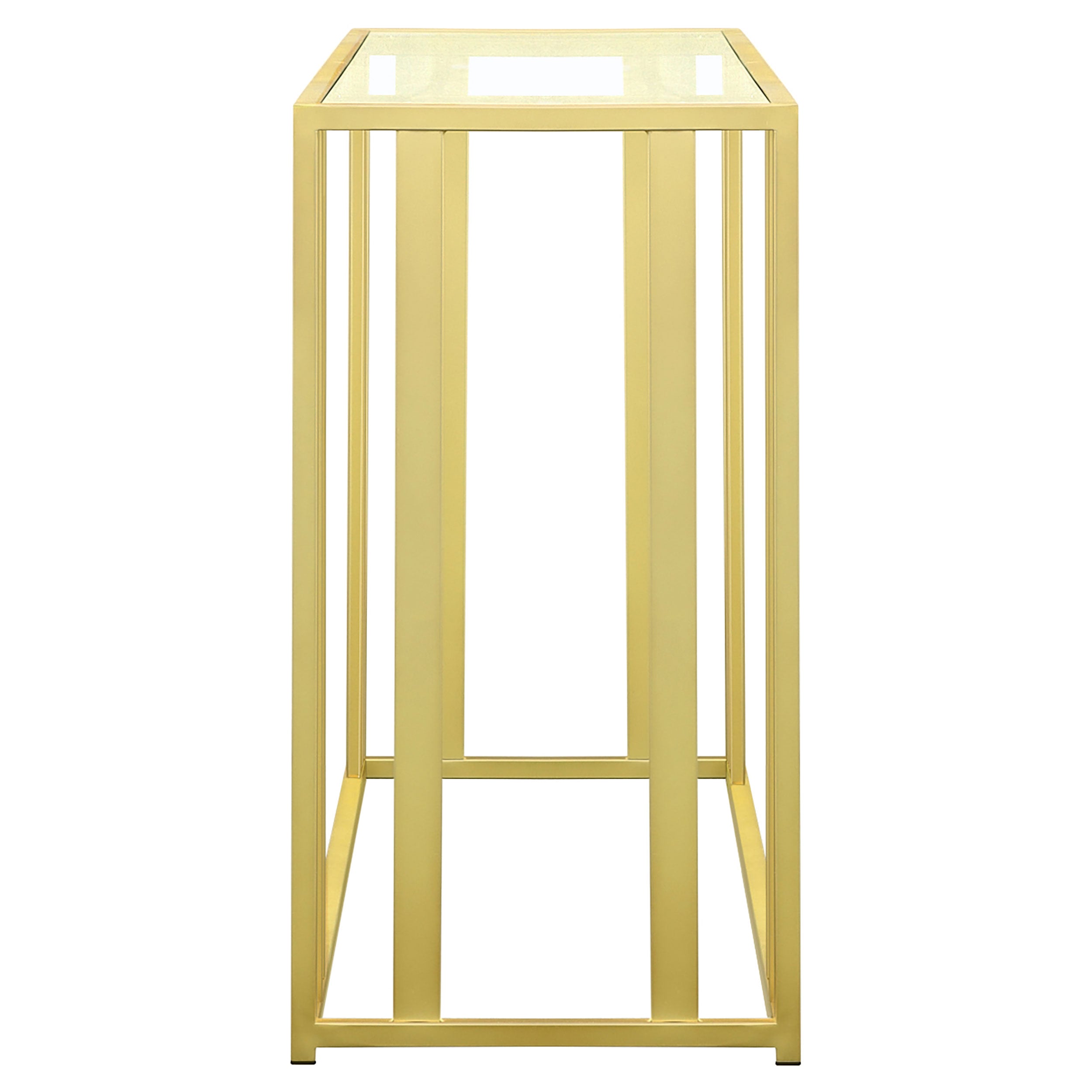 Adri Glass Top Entryway Sofa Console Table Matte Brass