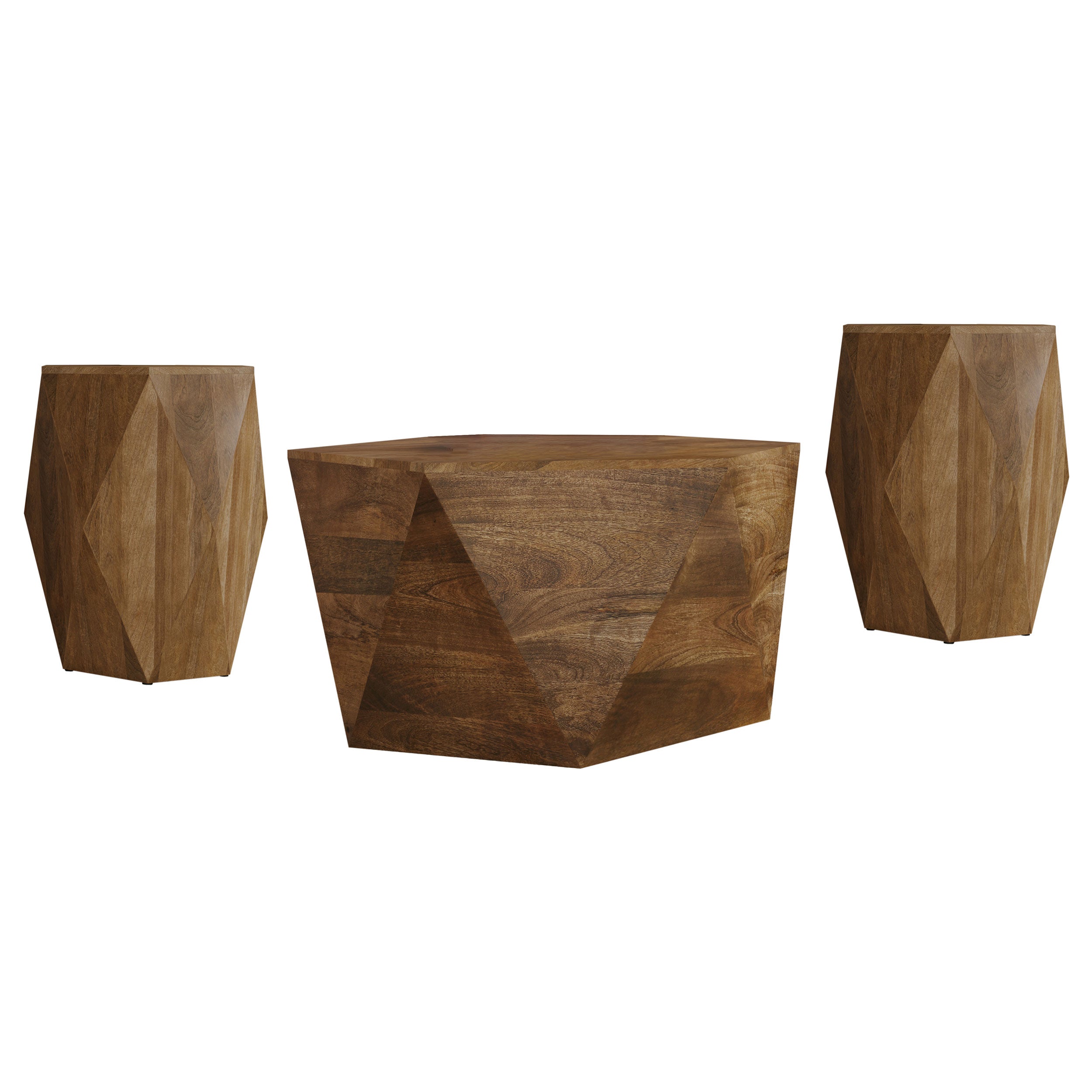Zalika  Solid Wood Coffee and End Table Set Natural