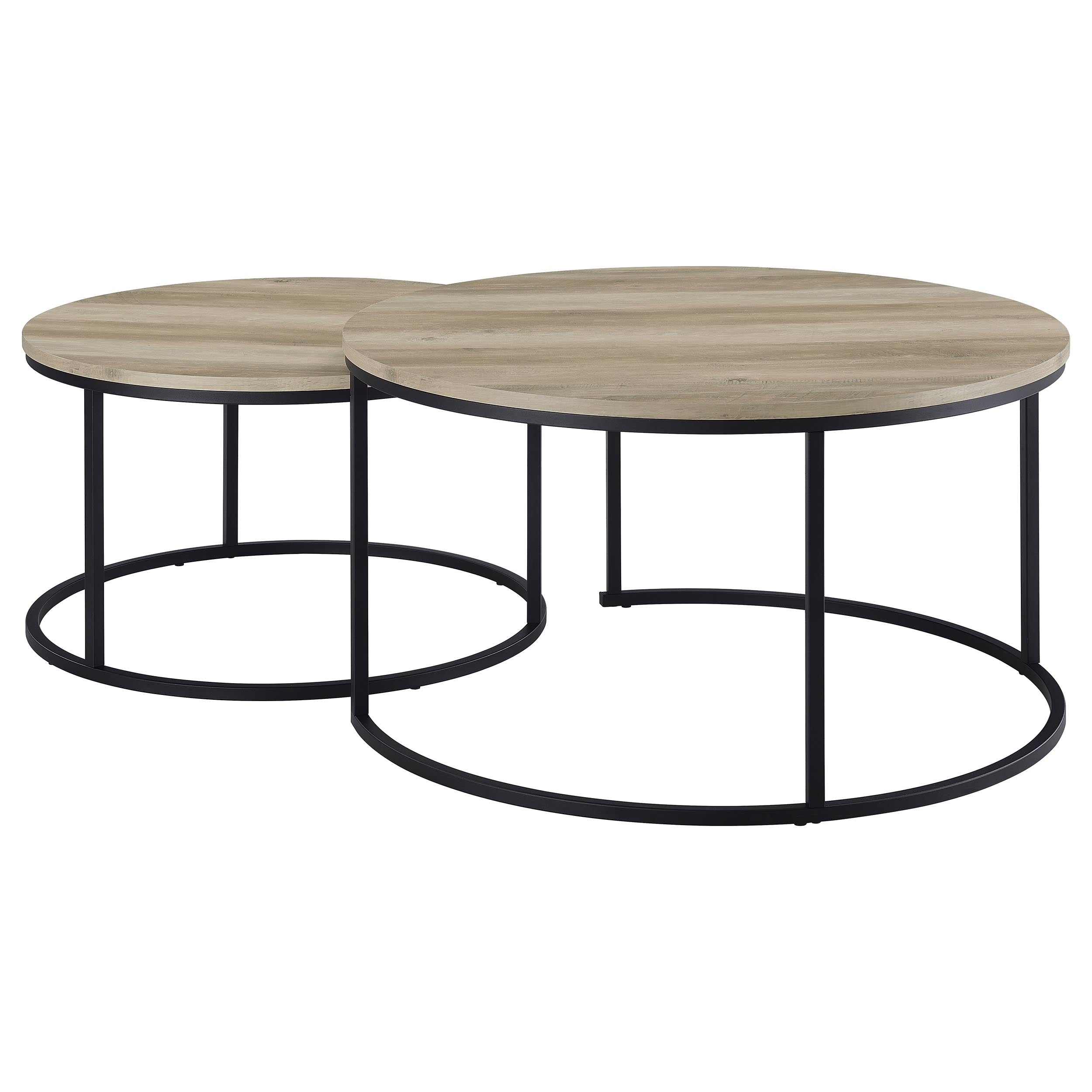 Lainey 2-piece Round Nesting Coffee Table Distressed Pine