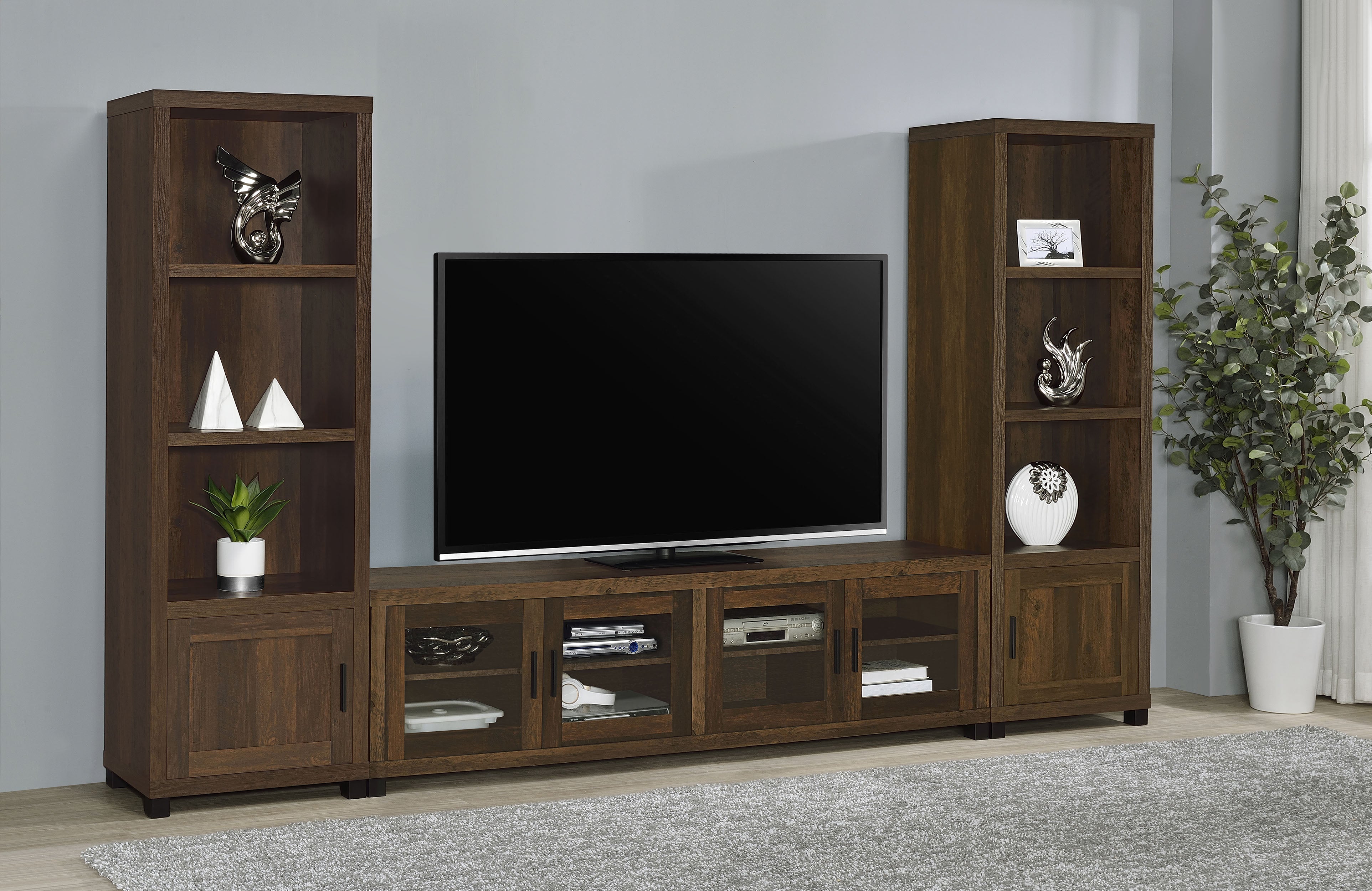 Sachin 79-inch TV Entertainment Center Antique Pine