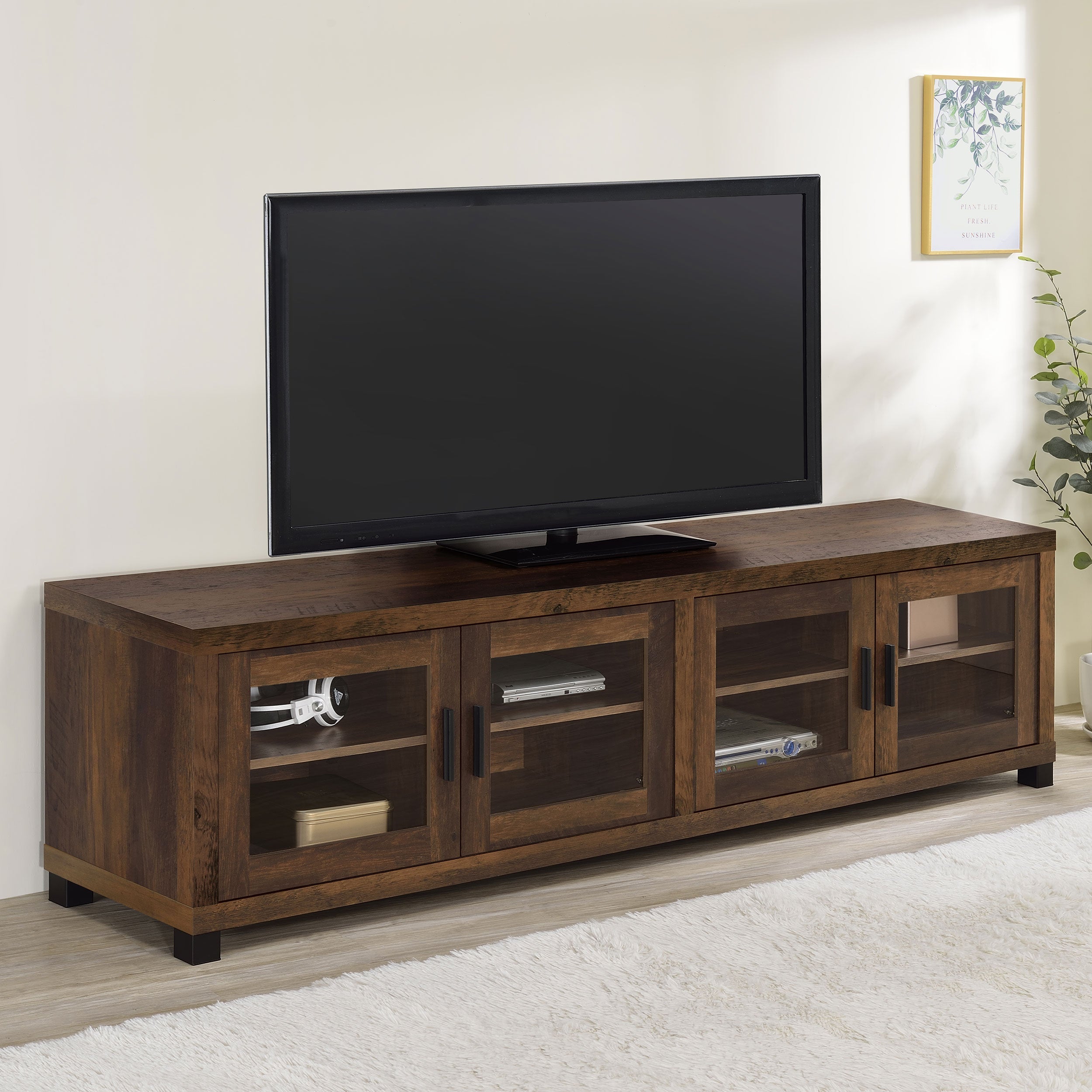 Sachin 79-inch TV Entertainment Center Antique Pine