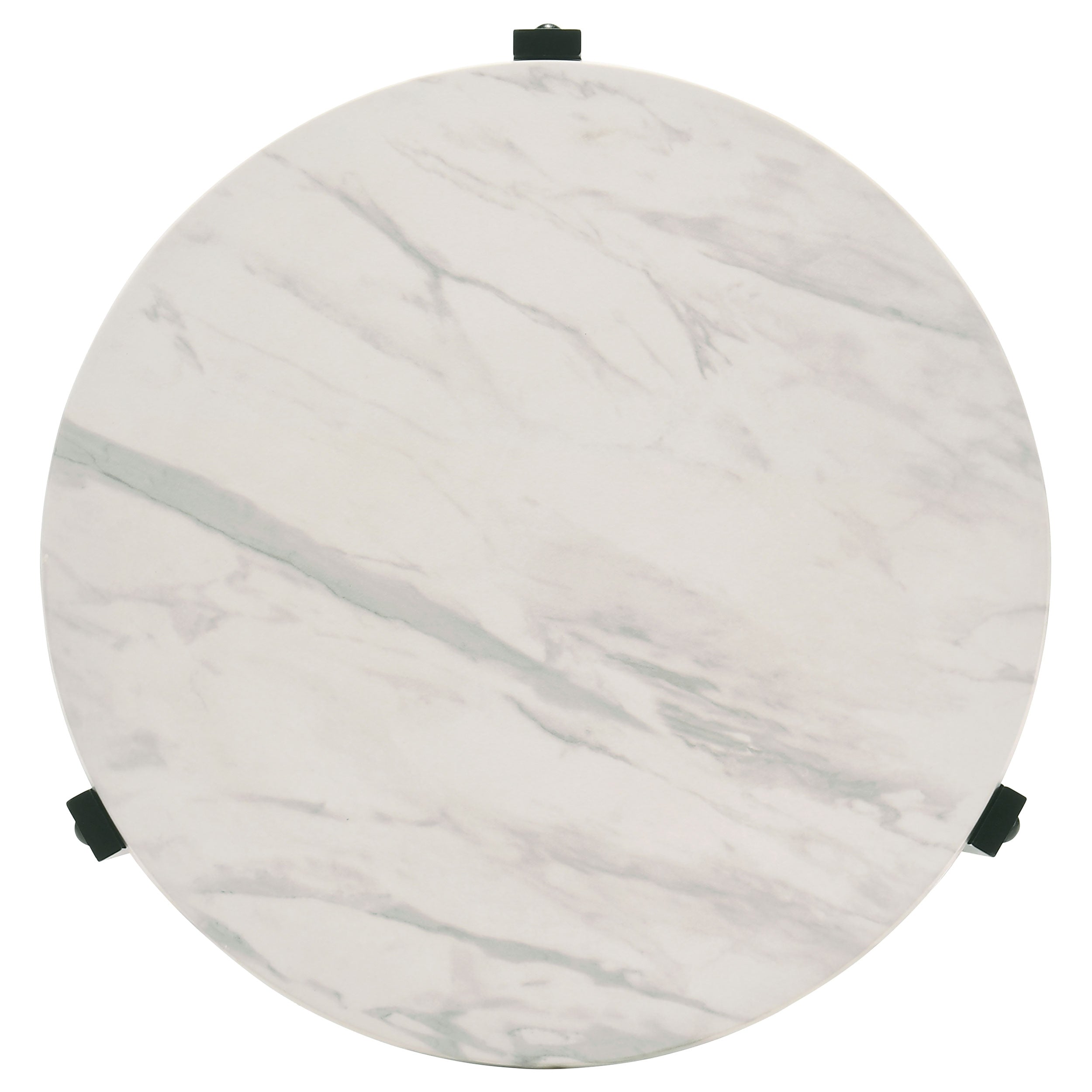 Tandi Round Faux Marble Side End Table White and Black