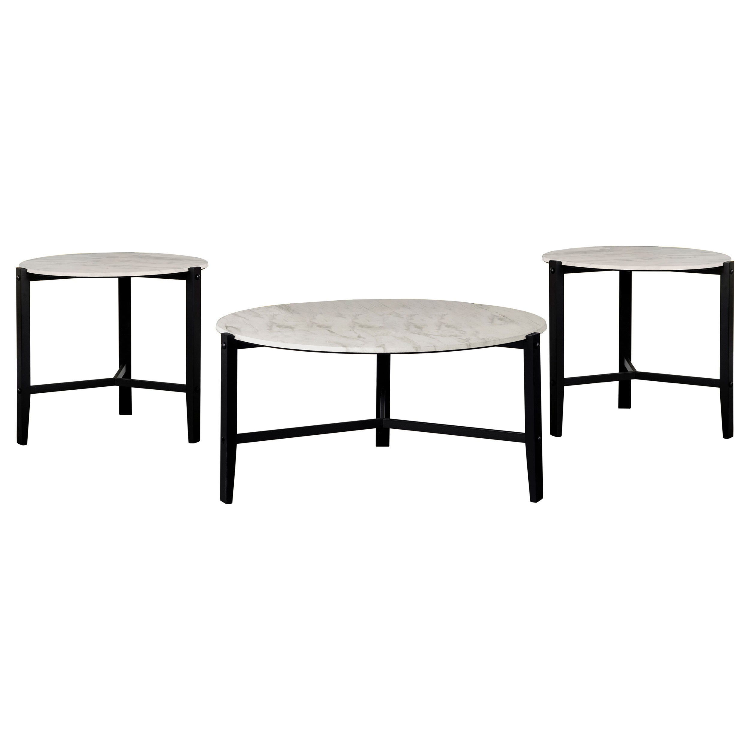 Tandi Faux Marble Coffee and End Table Set White