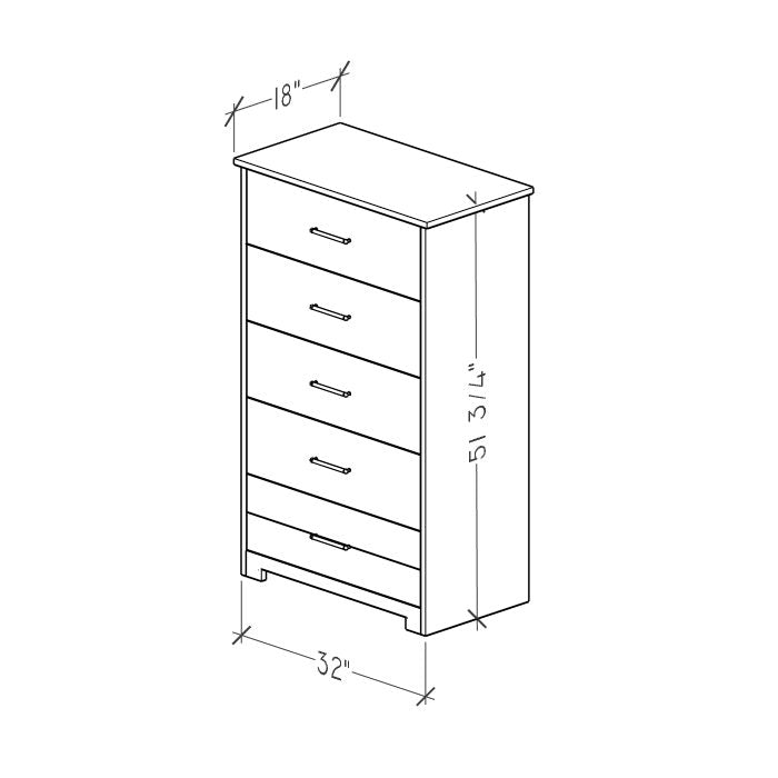 5-Drawer Chest of Drawers, Union Oak