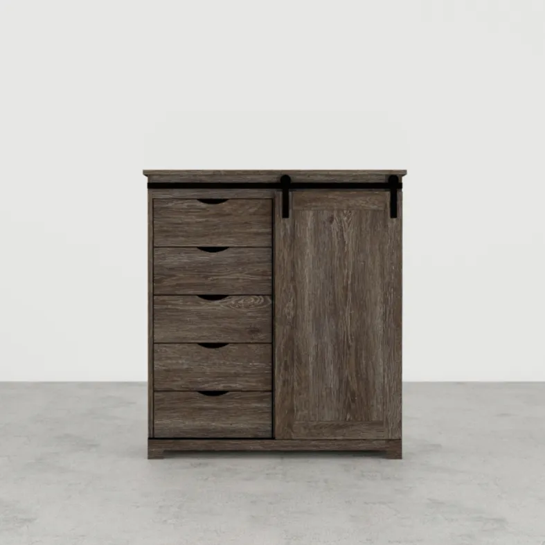5-Drawer Chest with Barn Door, Union Oak
