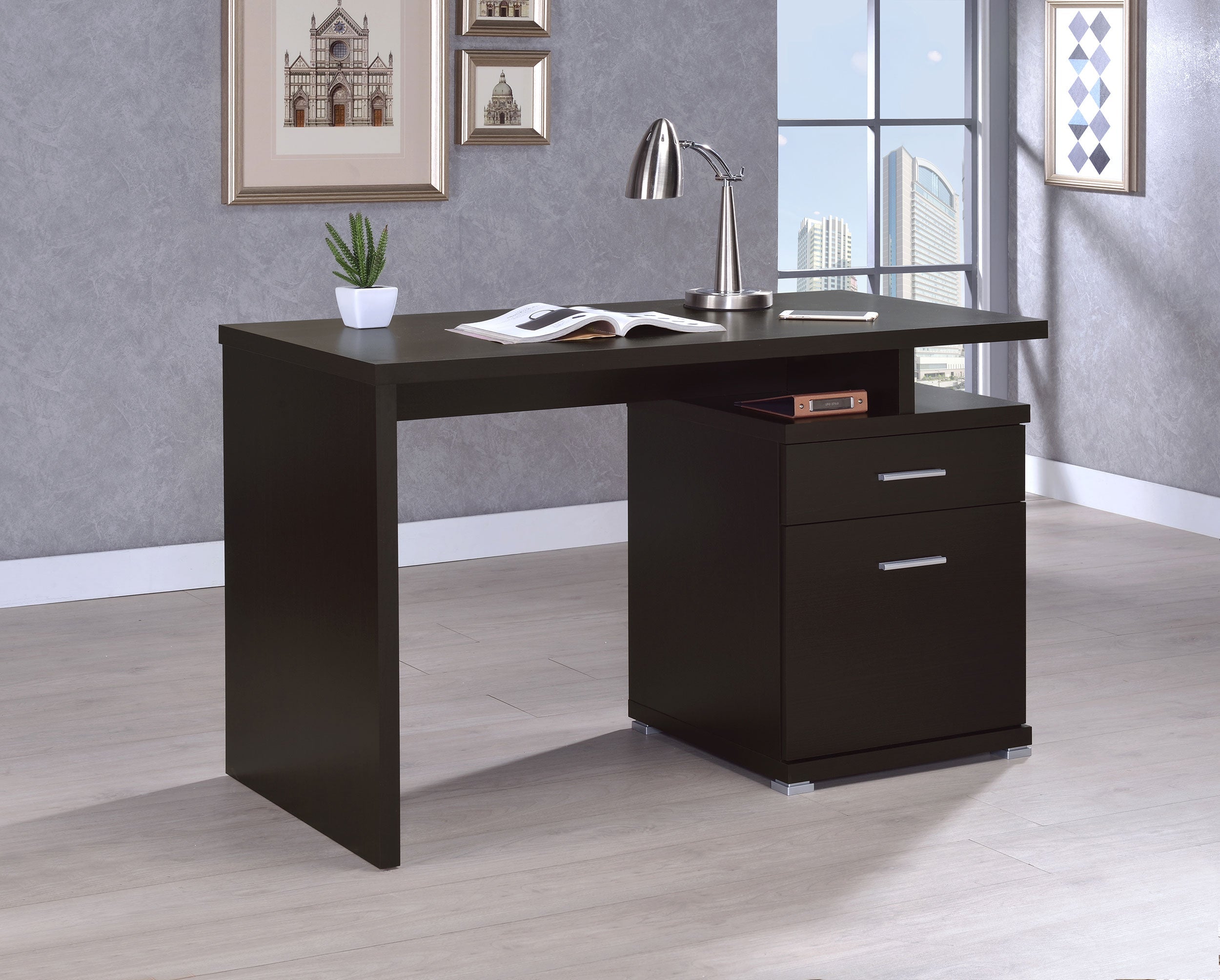 Irving 47-inch 2-drawer Office Computer Desk Cappuccino