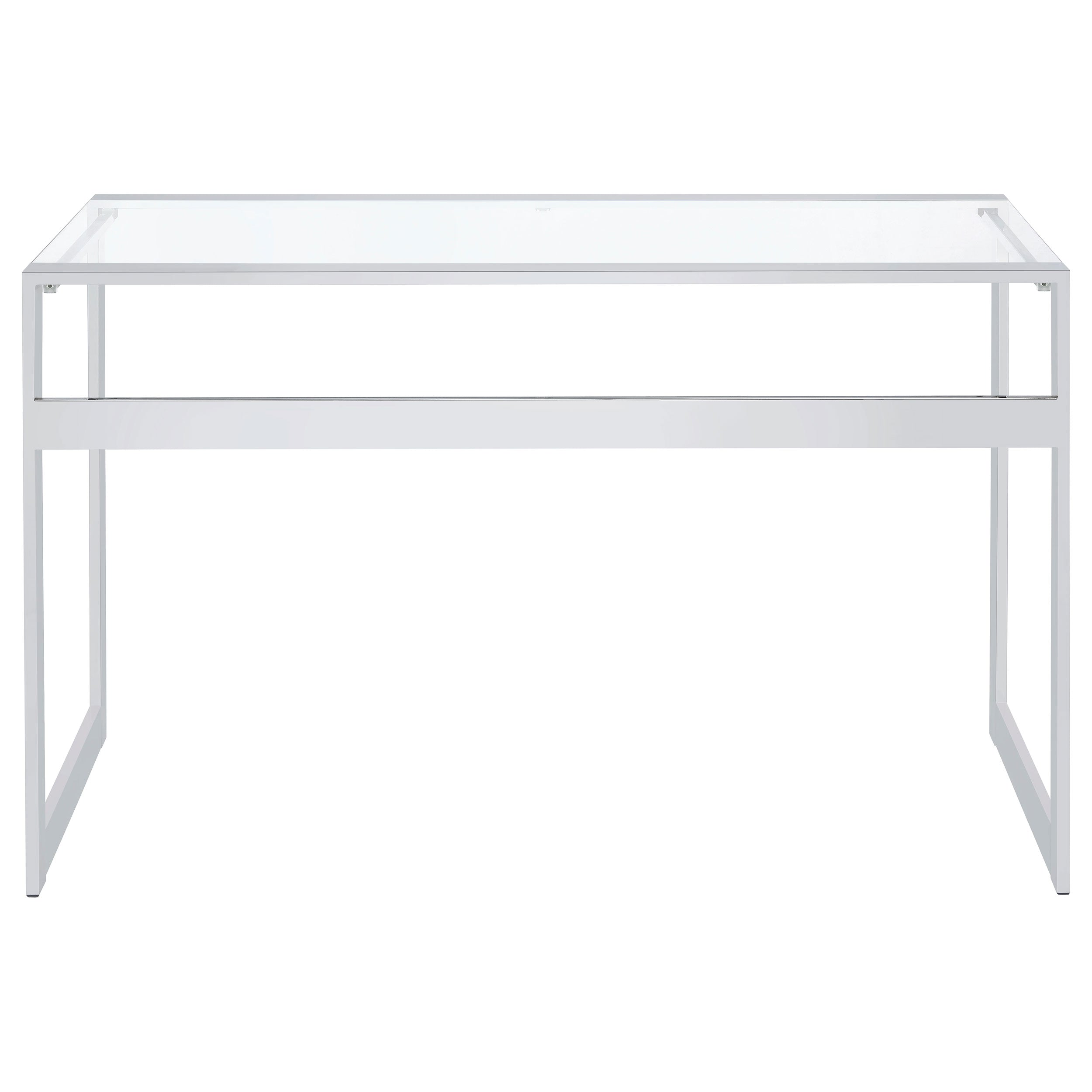 Hartford 47-inch Glass Top Writing Desk Chrome