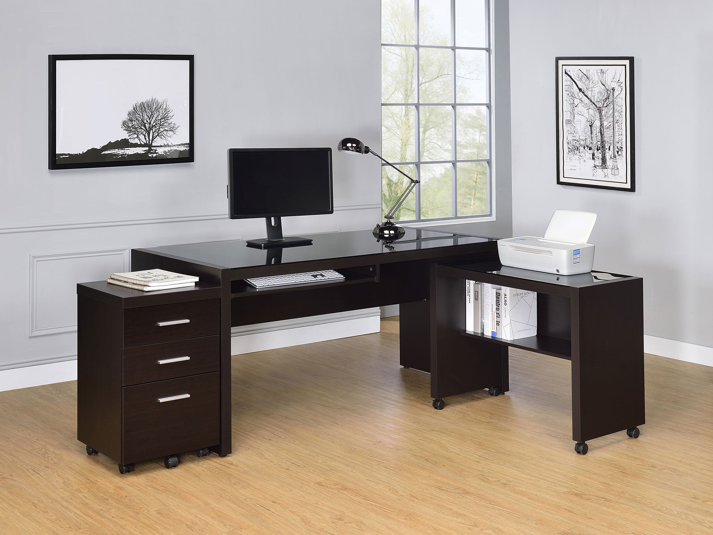Skeena  Home Office Computer Desk Set Cappuccino