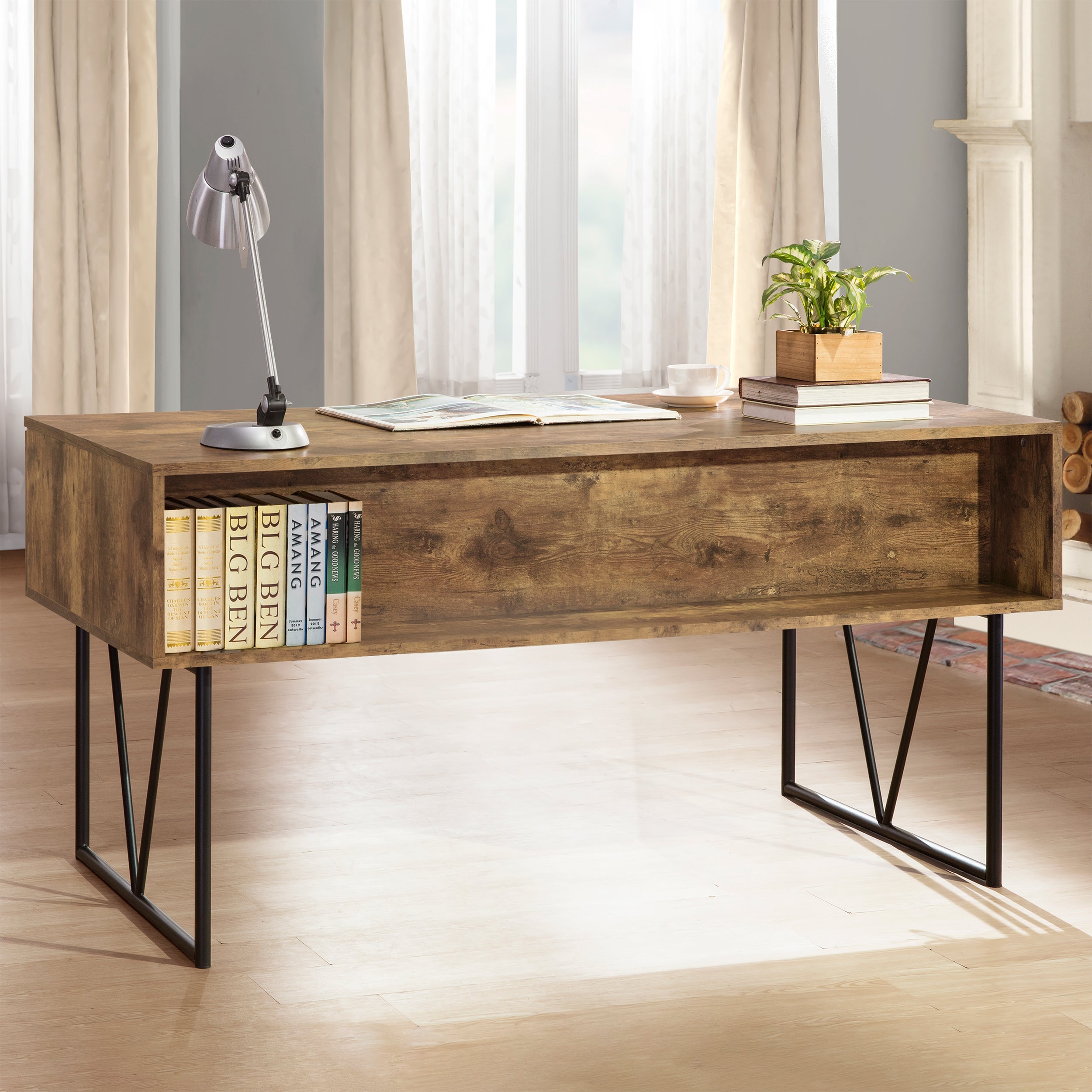 Analiese 63-inch 4-drawer Writing Desk Grey Driftwood
